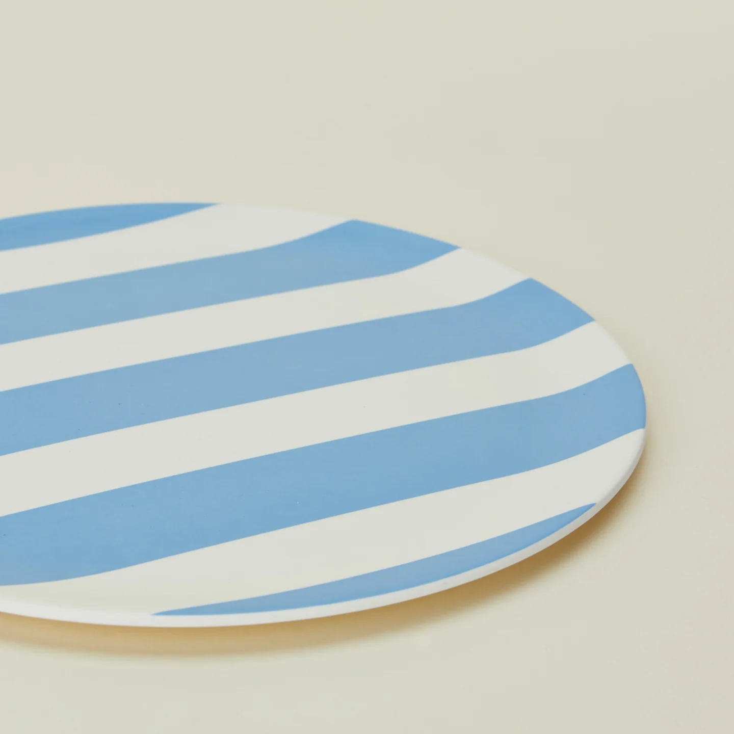 Bamboo Melamine Dinner Plate, Set of 4 - Blue Wide Stripe - Image 3