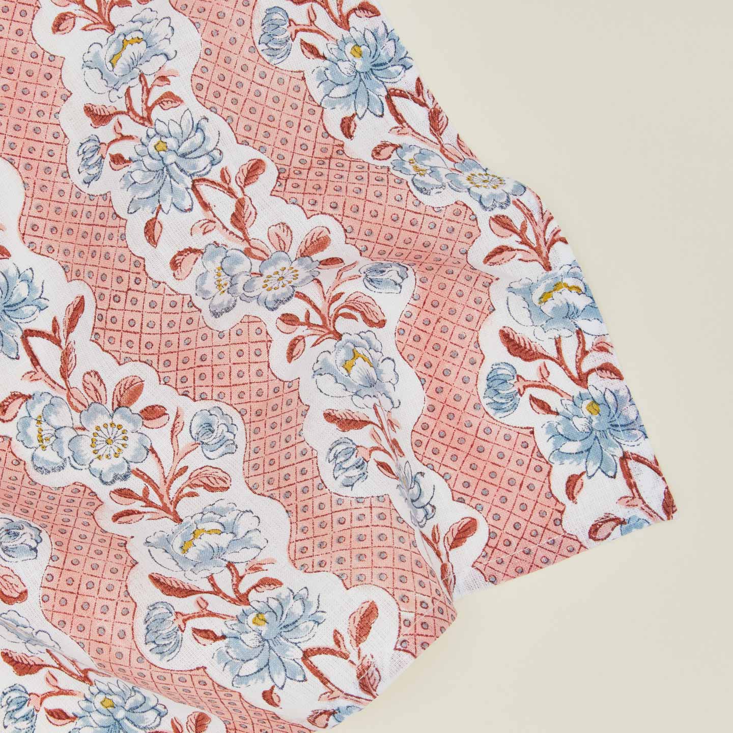 Block Printed Floral Napkins, Set of 2 - Blush Floral - Image 4