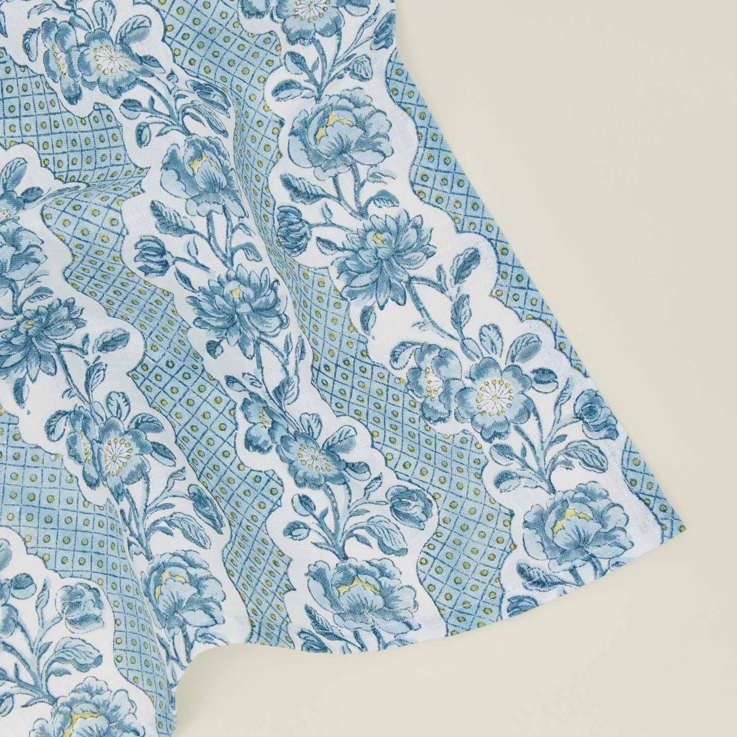 Block Printed Floral Napkins, Set of 2 - Indigo Floral - Image 4