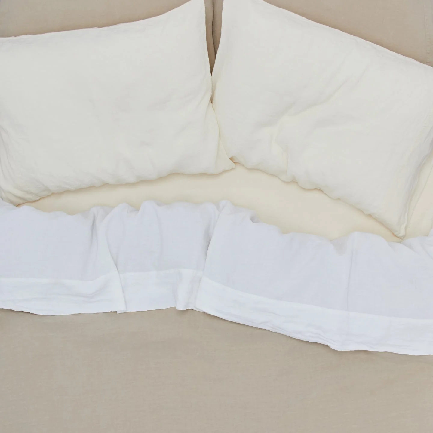 Simple Linen Flat Sheet - Ivory - Image 3