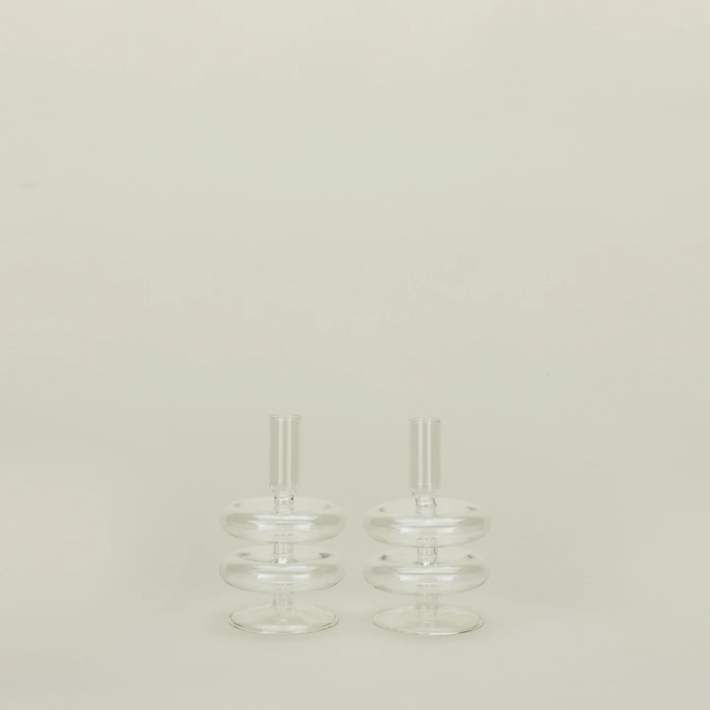 Disk Candle Holder, Set of 2 - Clear
