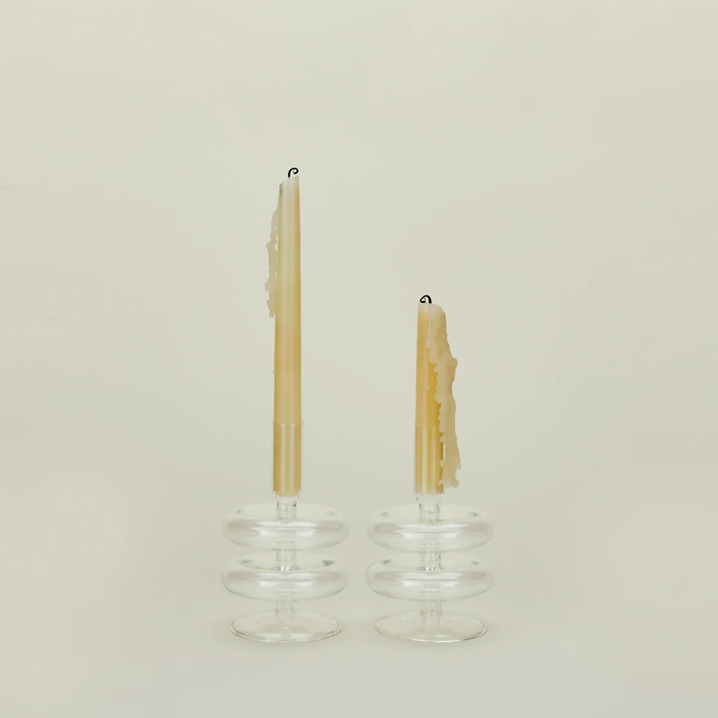 Disk Candle Holder, Set of 2 - Clear - Image 2