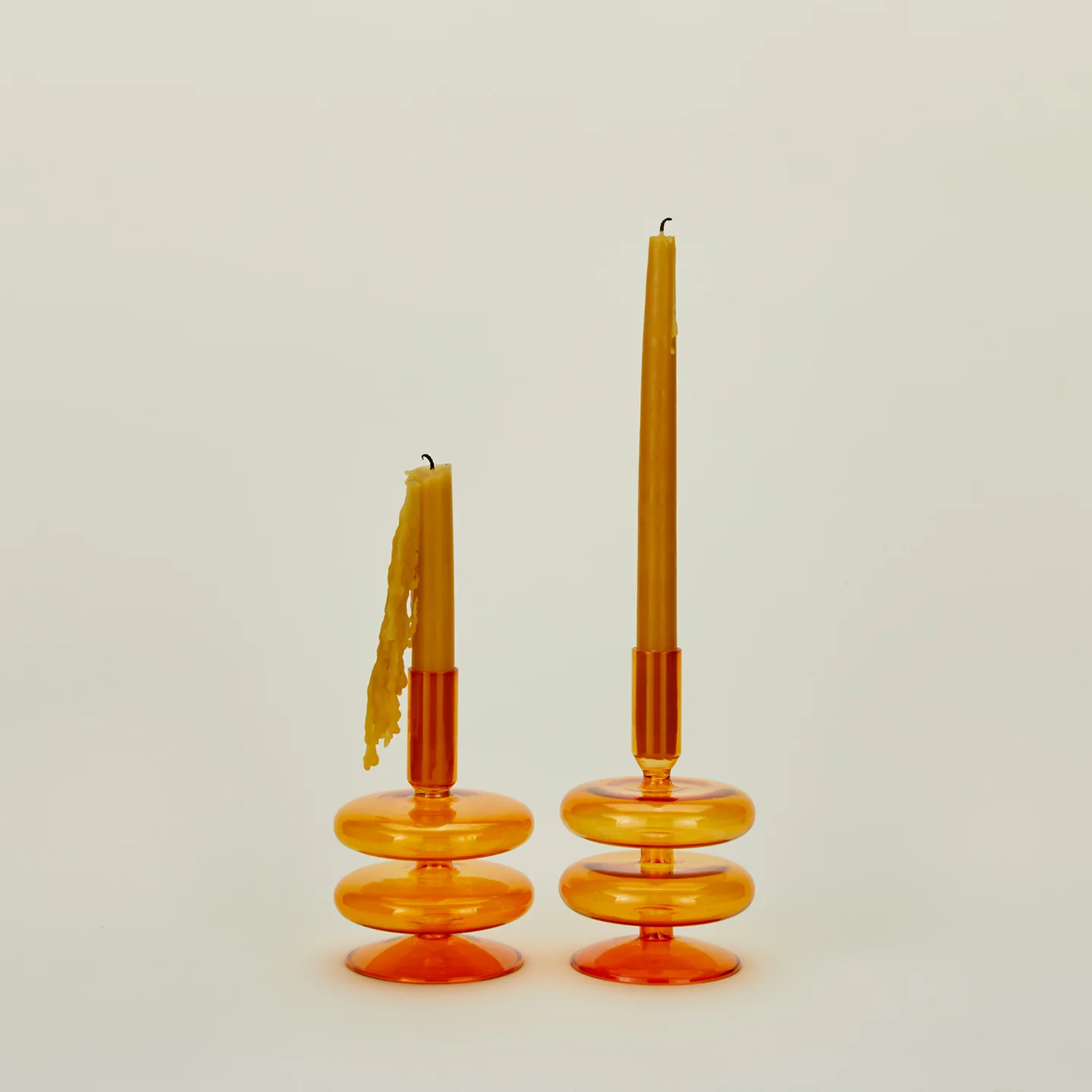 Disk Candle Holder, Set of 2 - Orange - Image 2