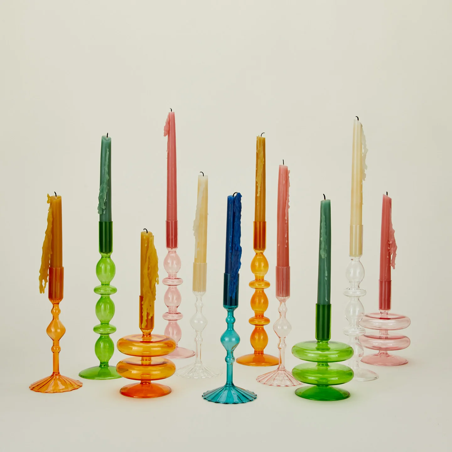 Disk Candle Holder, Set of 2 - Orange - Image 4