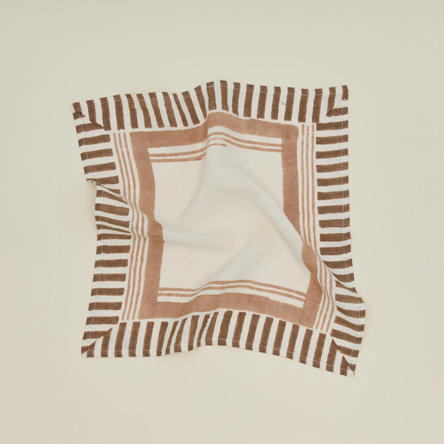 Ella Block Printed Linen Napkin - Hazelnut - Image 2