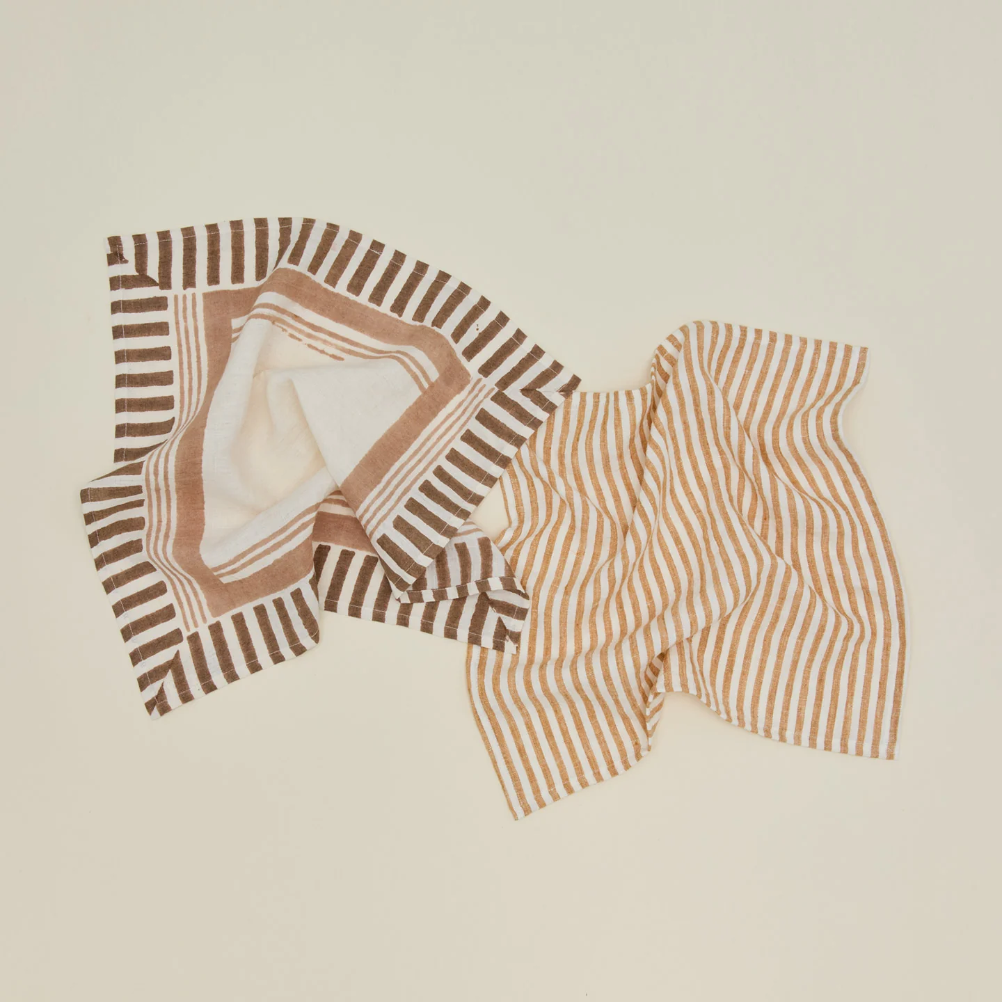 Ella Block Printed Linen Napkin - Hazelnut - Image 3