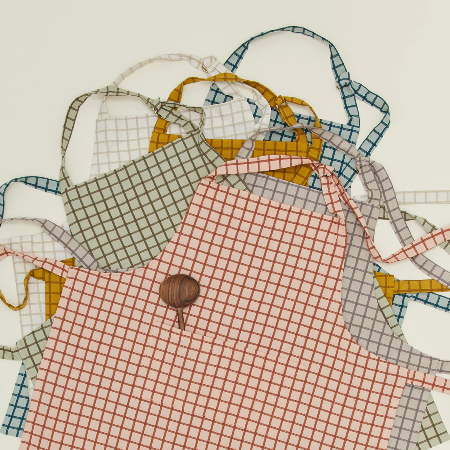 Essential Check Apron - Mustard/Bronze - Image 3