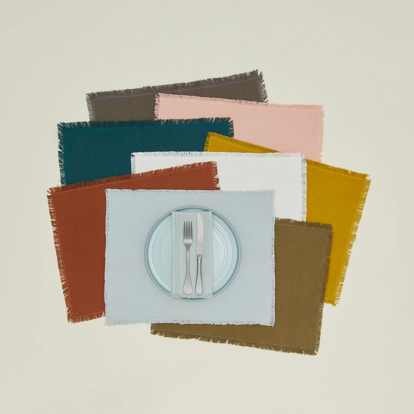Essential Cotton Placemat, Set of 4 - Sky - Image 4