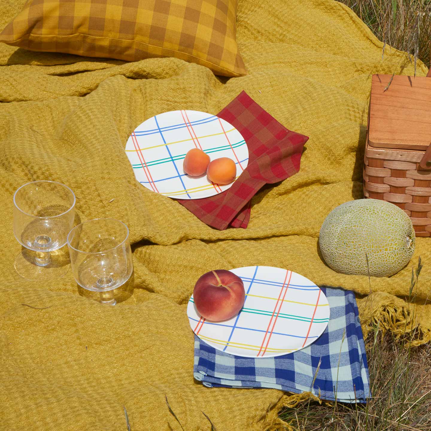 Essential Gingham Dinner Napkin, Set of 4 - Sky/Blue - Image 6