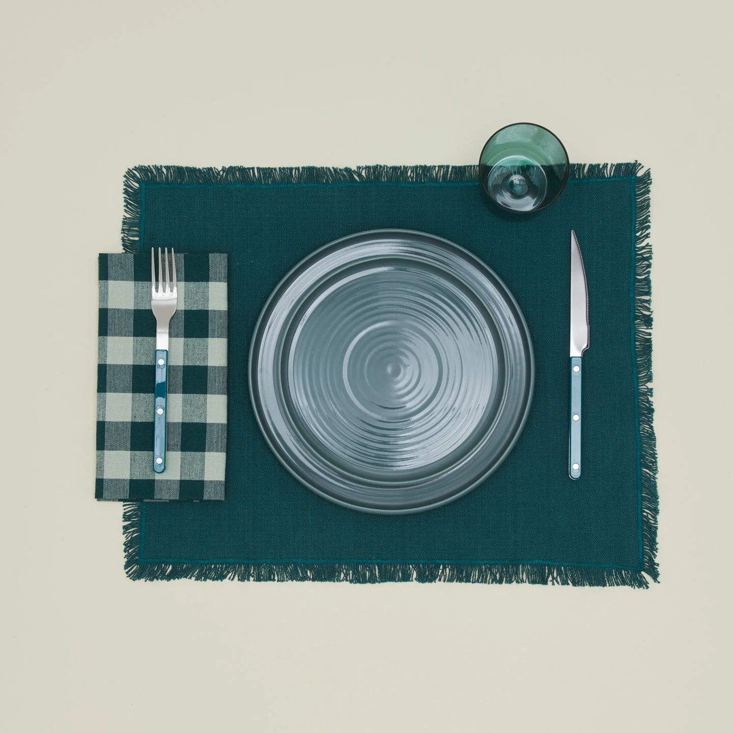 Essential Gingham Dinner Napkin, Set of 4 - Sky/Peacock - Image 2