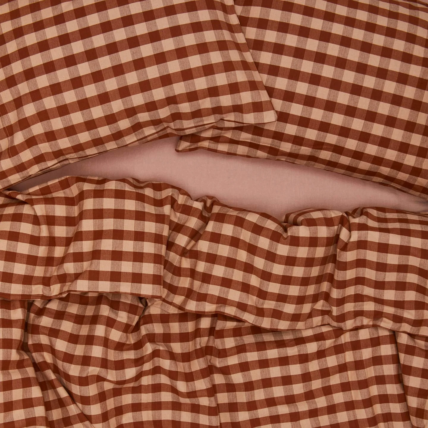 Essential Gingham Duvet - Blush/Terracotta - Image 2