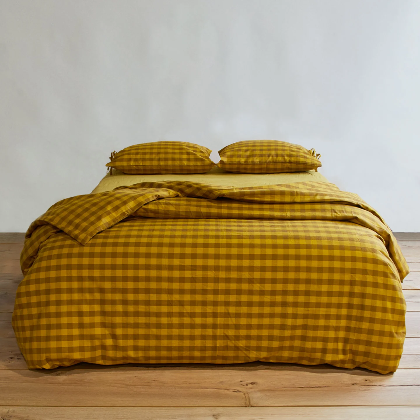 Essential Gingham Duvet - Mustard/Bronze - Image 4