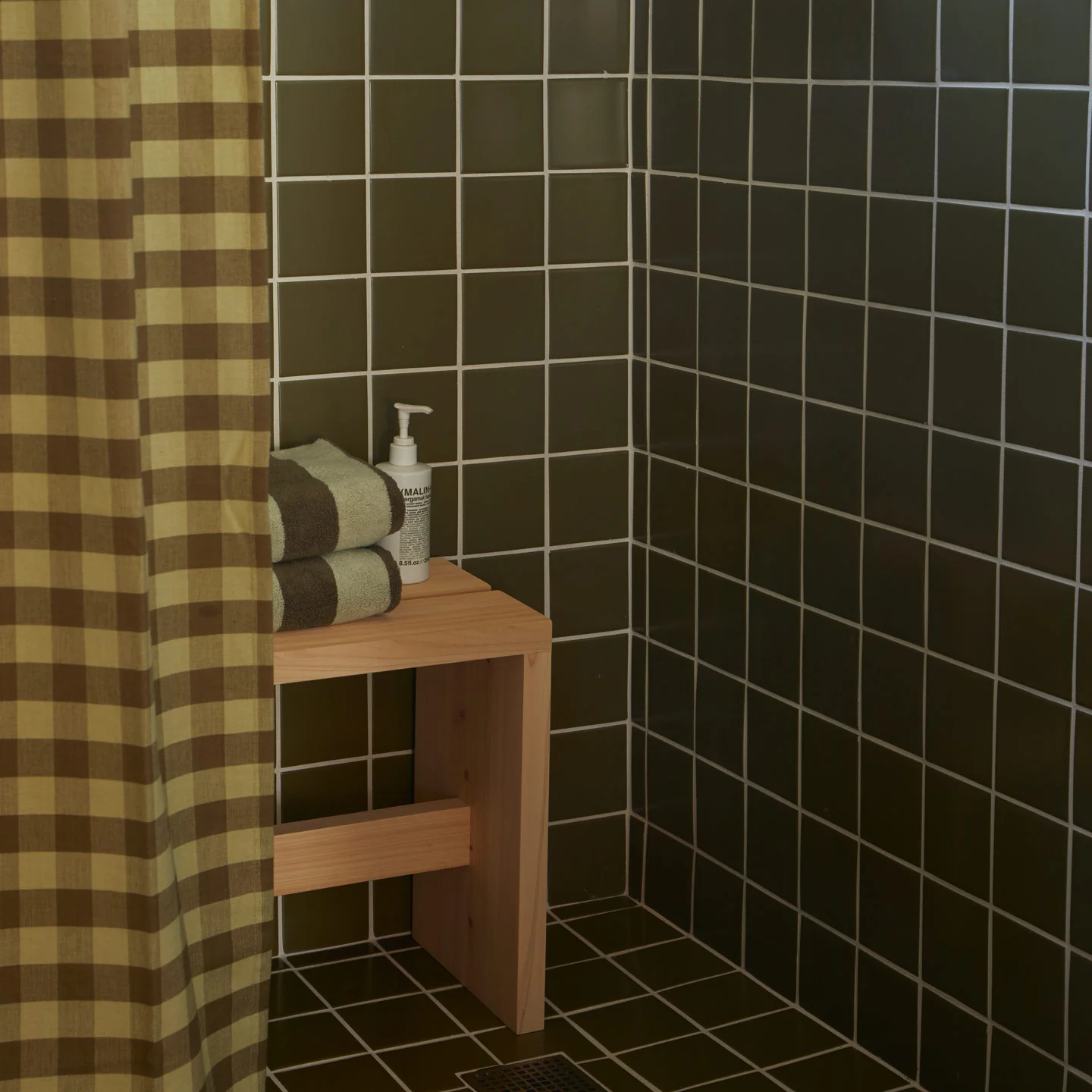 Essential Gingham Shower Curtain - Sage/Olive - Image 5