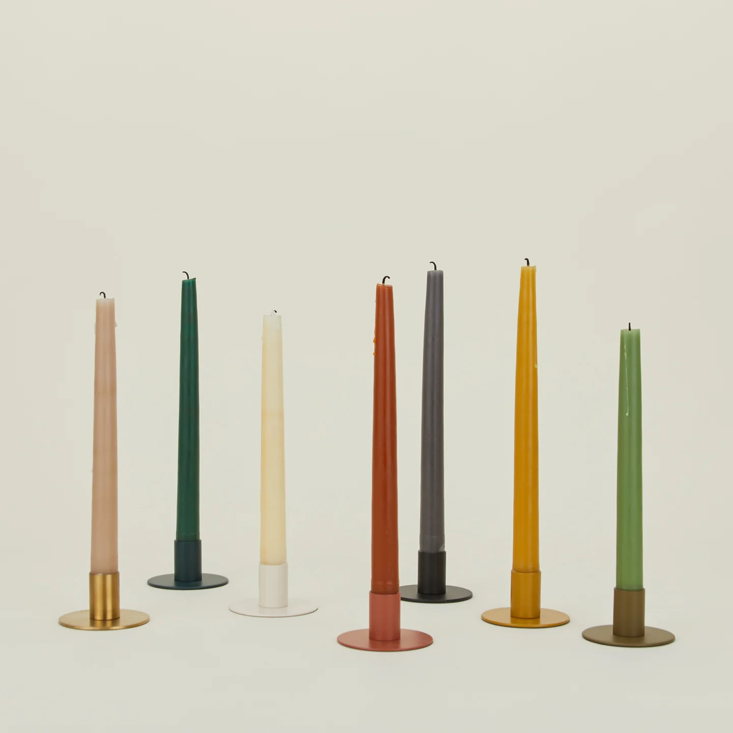 Essential Metal Candle Holders, Set of 2 - Mustard - Image 5