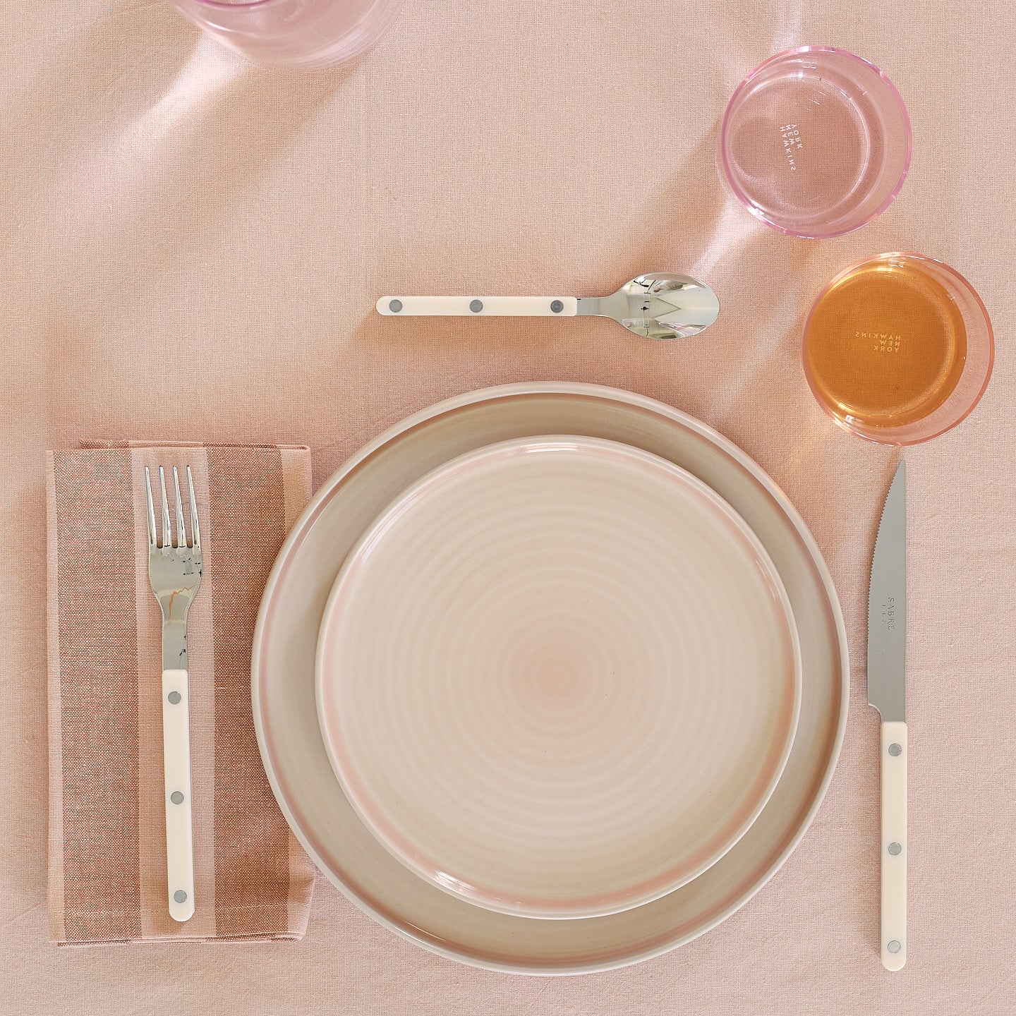 Essential Striped Dinner Napkin, Set of 4 - Blush/Terracotta - Image 5