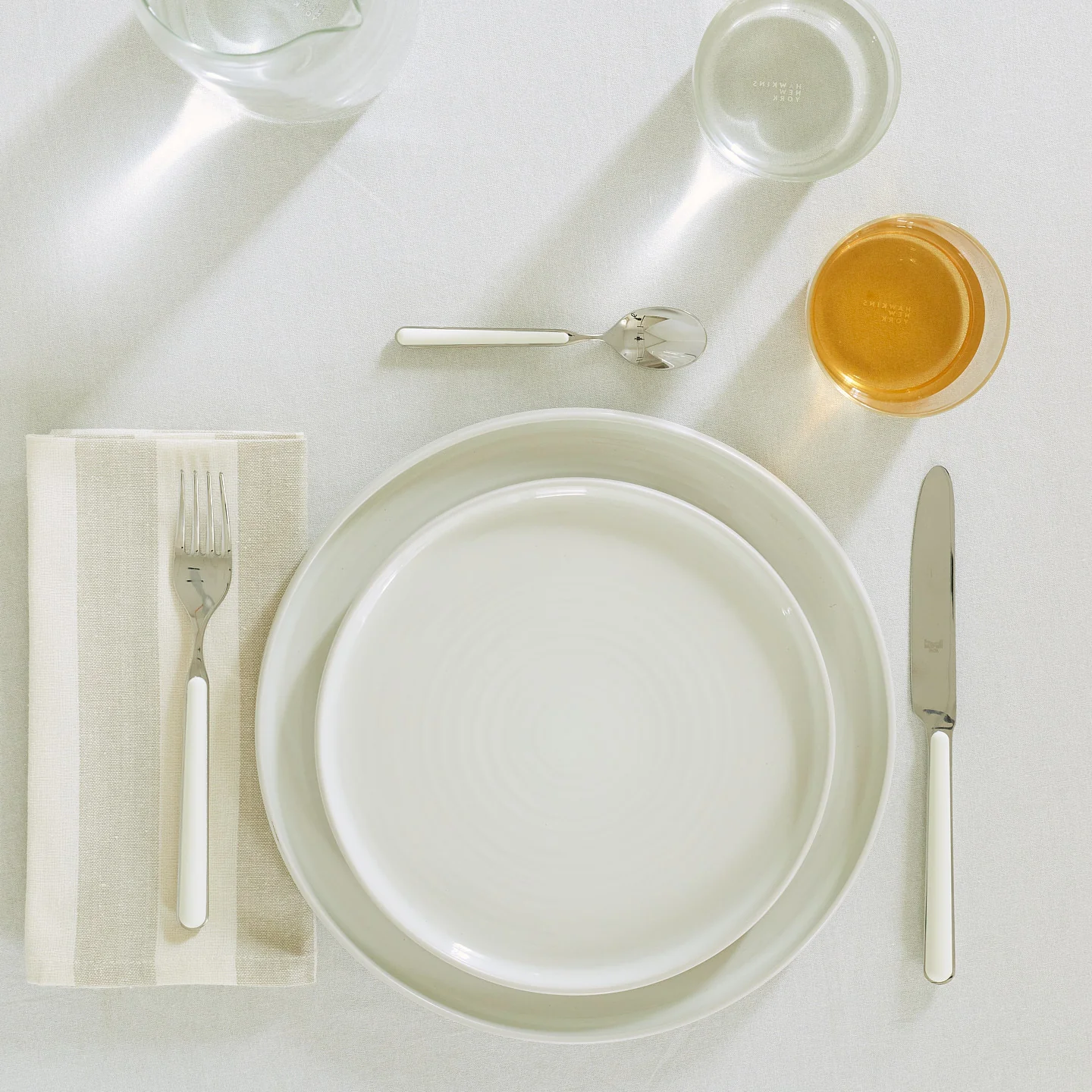 Essential Striped Dinner Napkin, Set of 4 - Ivory/Flax - Image 5
