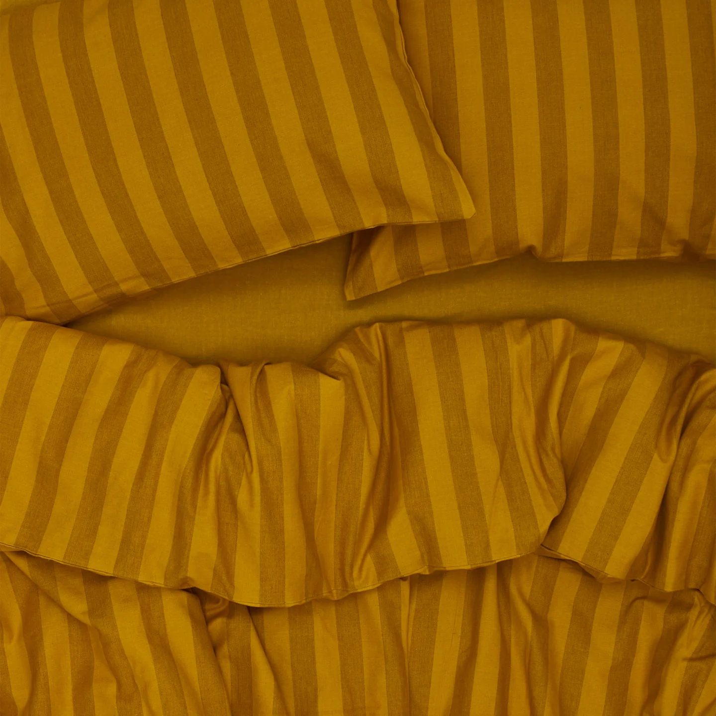 Essential Striped Duvet - Mustard/Bronze - Image 2