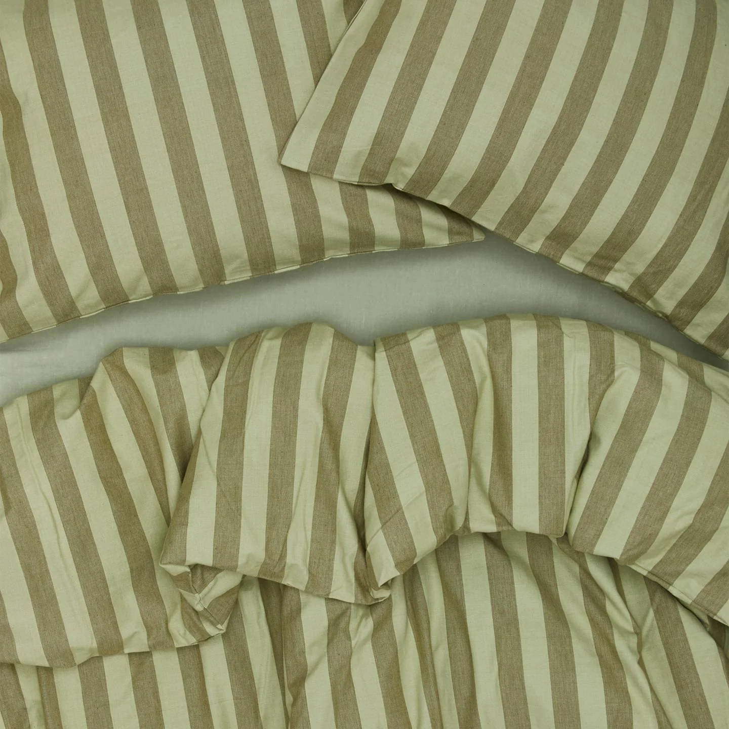 Essential Striped Duvet - Sage/Olive - Image 2