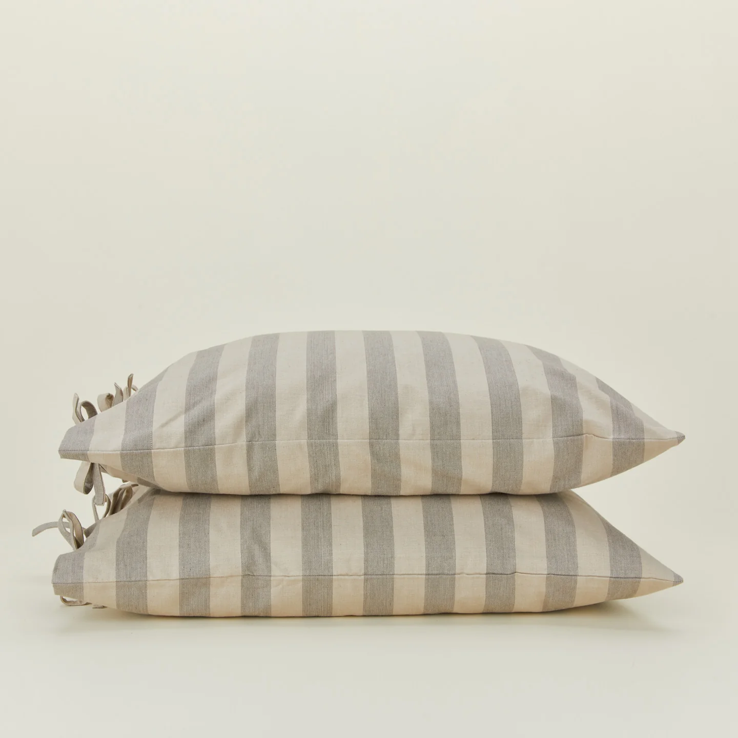 Essential Striped Pillowcases, Set of 2 - Light Grey/Dark Grey