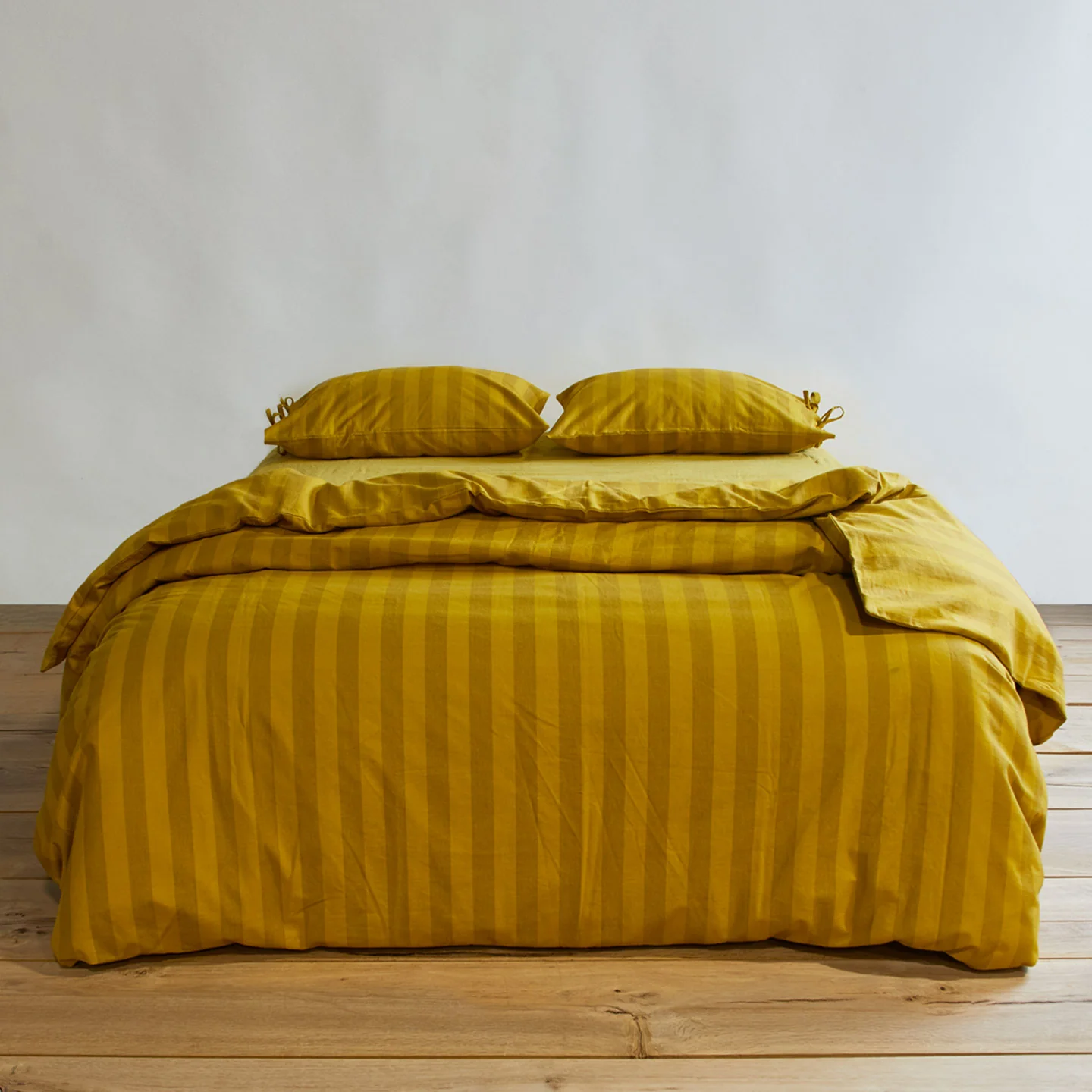 Essential Striped Pillowcases, Set of 2 - Mustard/Bronze - Image 4
