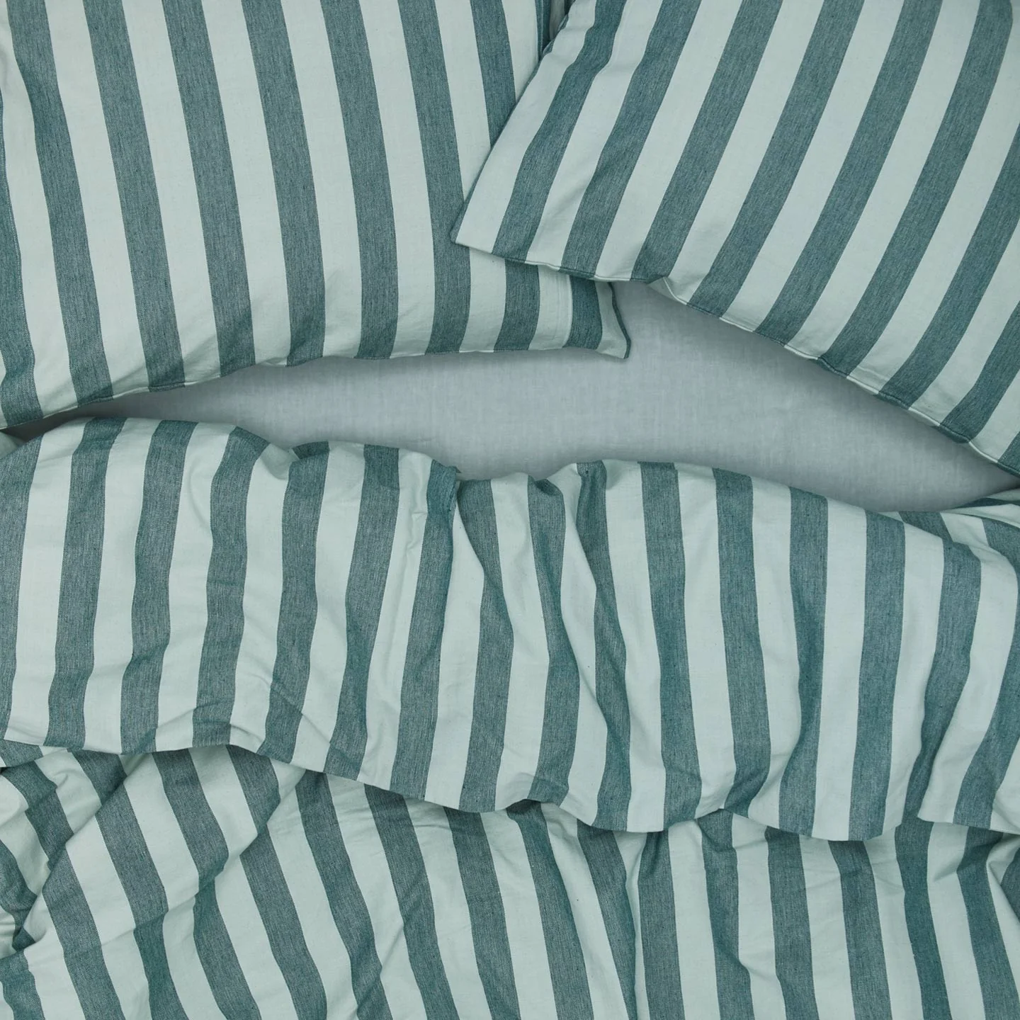 Essential Striped Pillowcases, Set of 2 - Sky/Peacock - Image 3