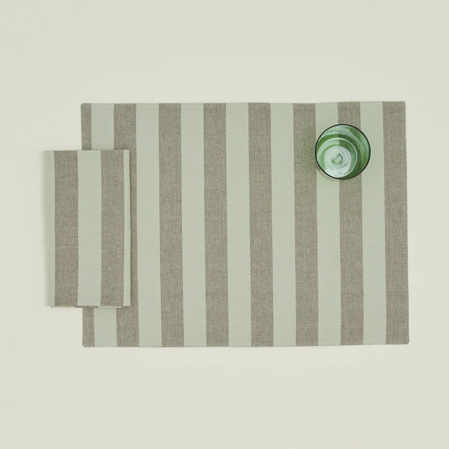 Essential Striped Placemat, Set of 4 - Sage/Olive - Image 2