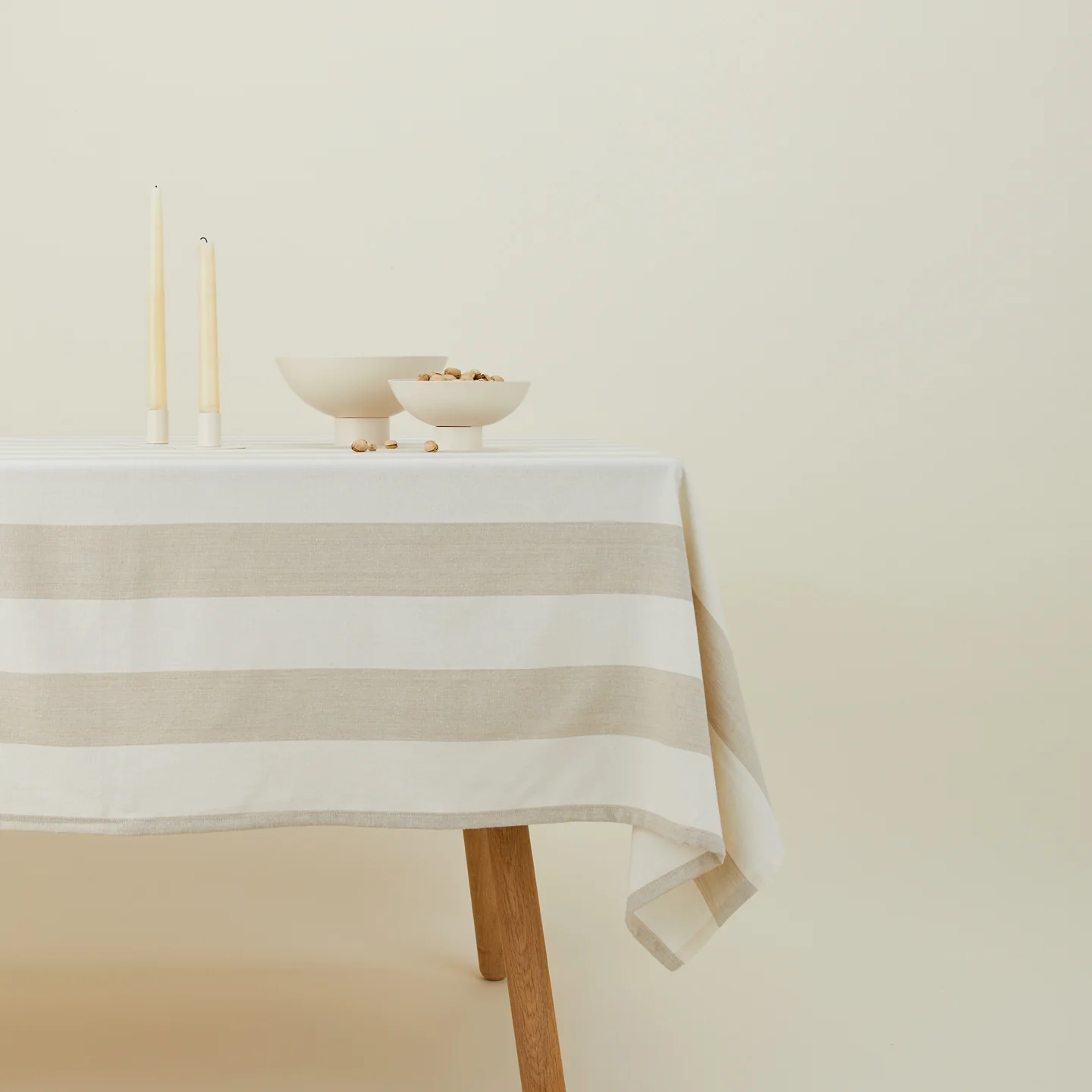 Essential Striped Tablecloth - Ivory/Flax - Image 2