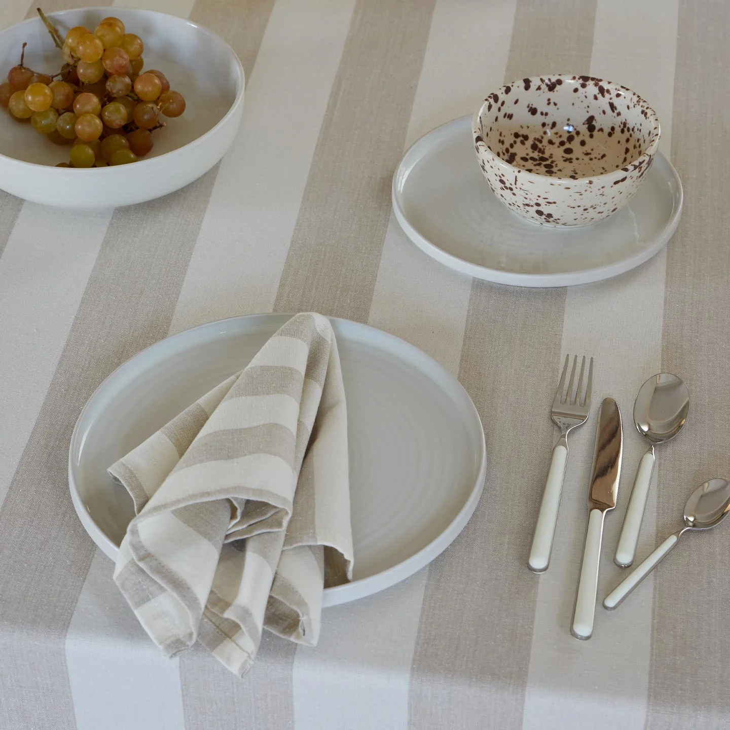 Essential Striped Tablecloth - Ivory/Flax - Image 8