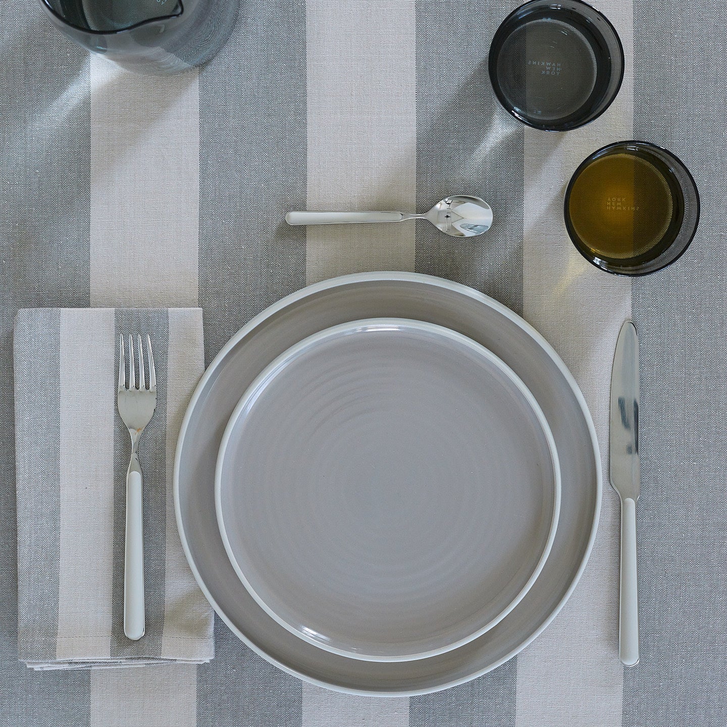 Essential Striped Tablecloth - Light Grey/Dark Grey - Image 6