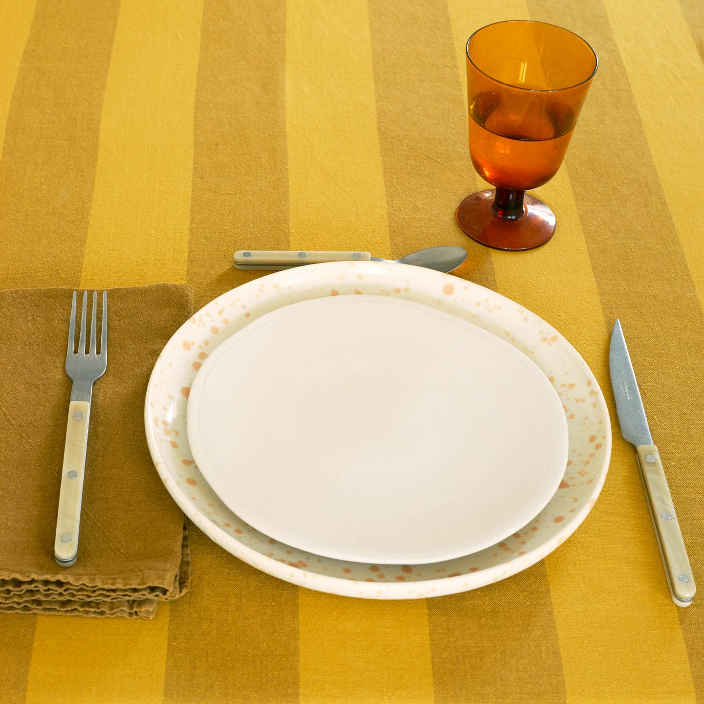 Essential Striped Tablecloth - Mustard/Bronze - Image 7