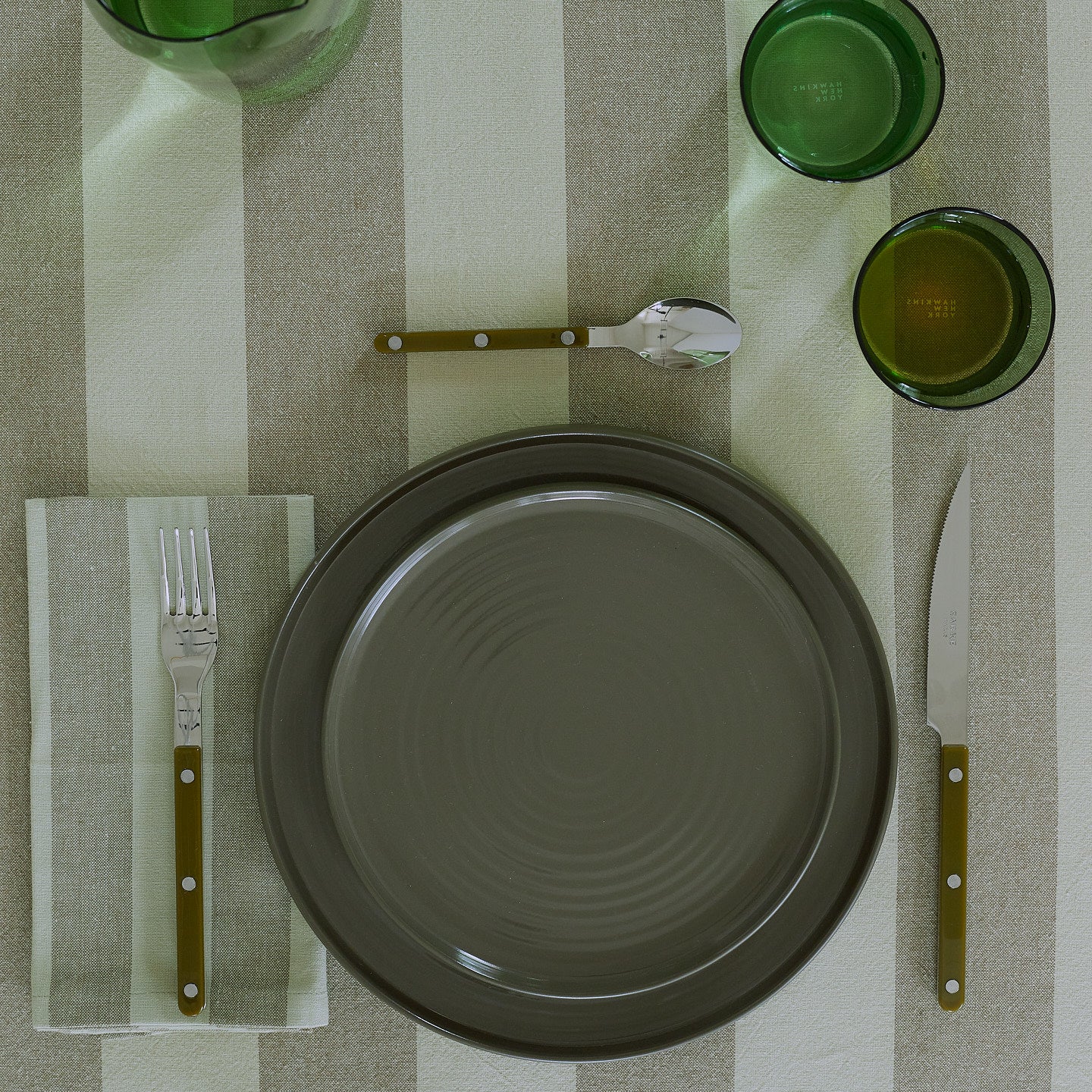 Essential Striped Tablecloth - Sage/Olive - Image 6