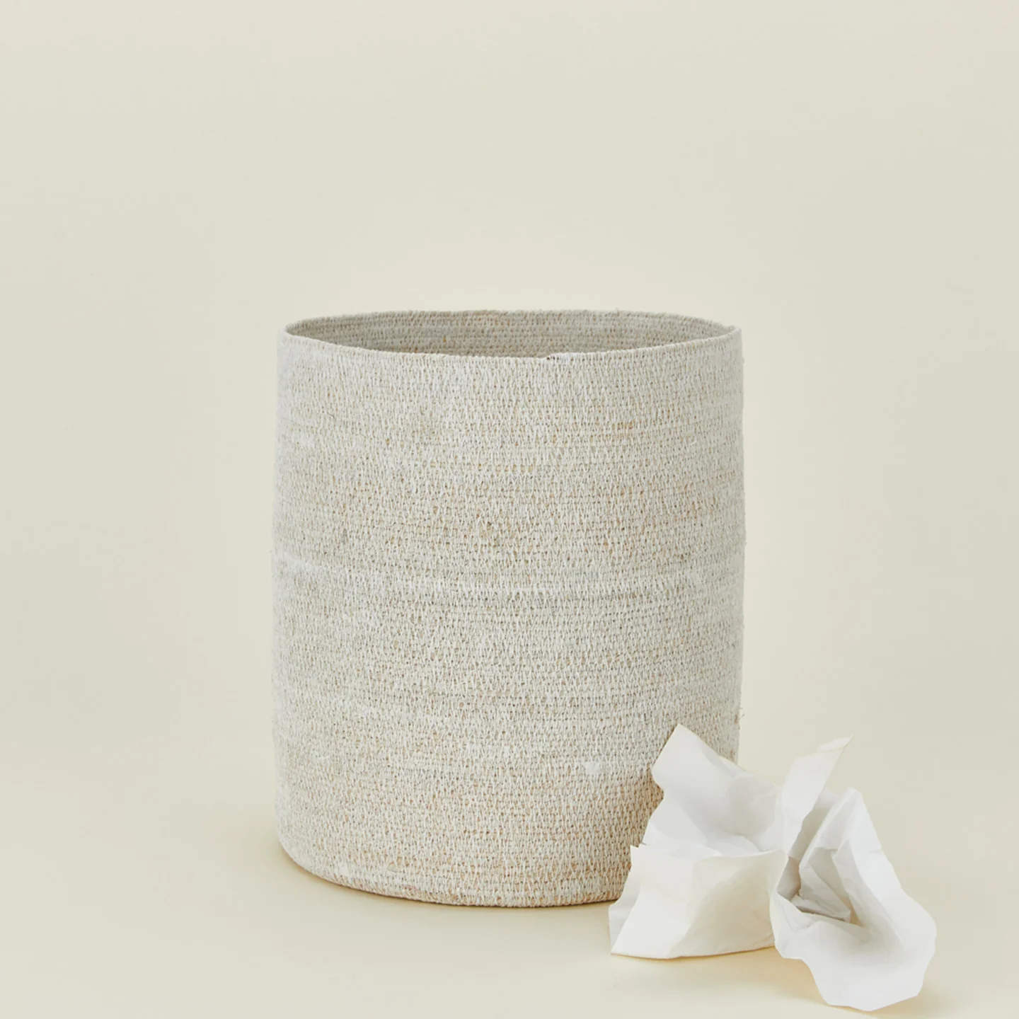 Essential Woven Wastebasket - White - Image 2