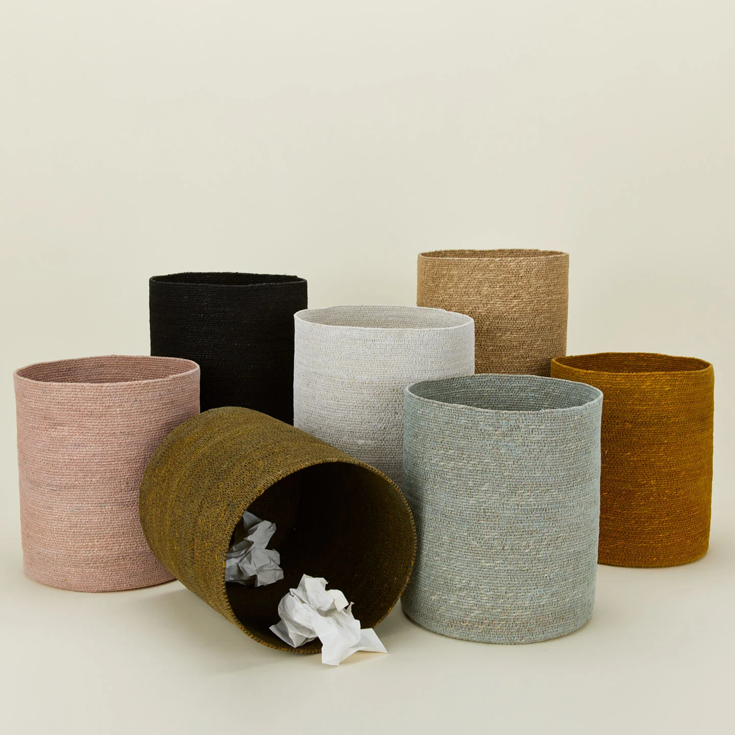 Essential Woven Wastebasket - White - Image 4