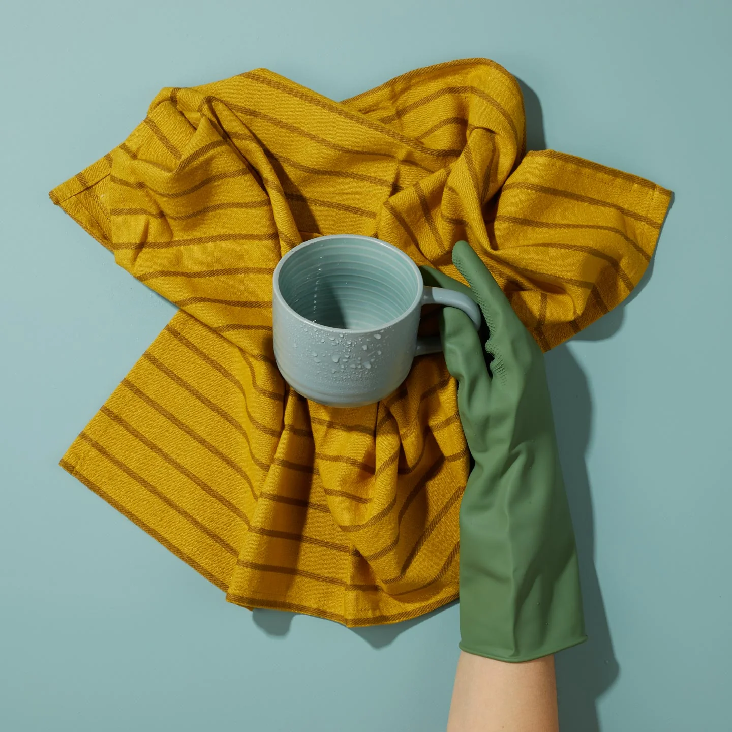 Essential Yarn Dyed Dish Towel, Set of 2 - Mustard/Bronze - Image 6