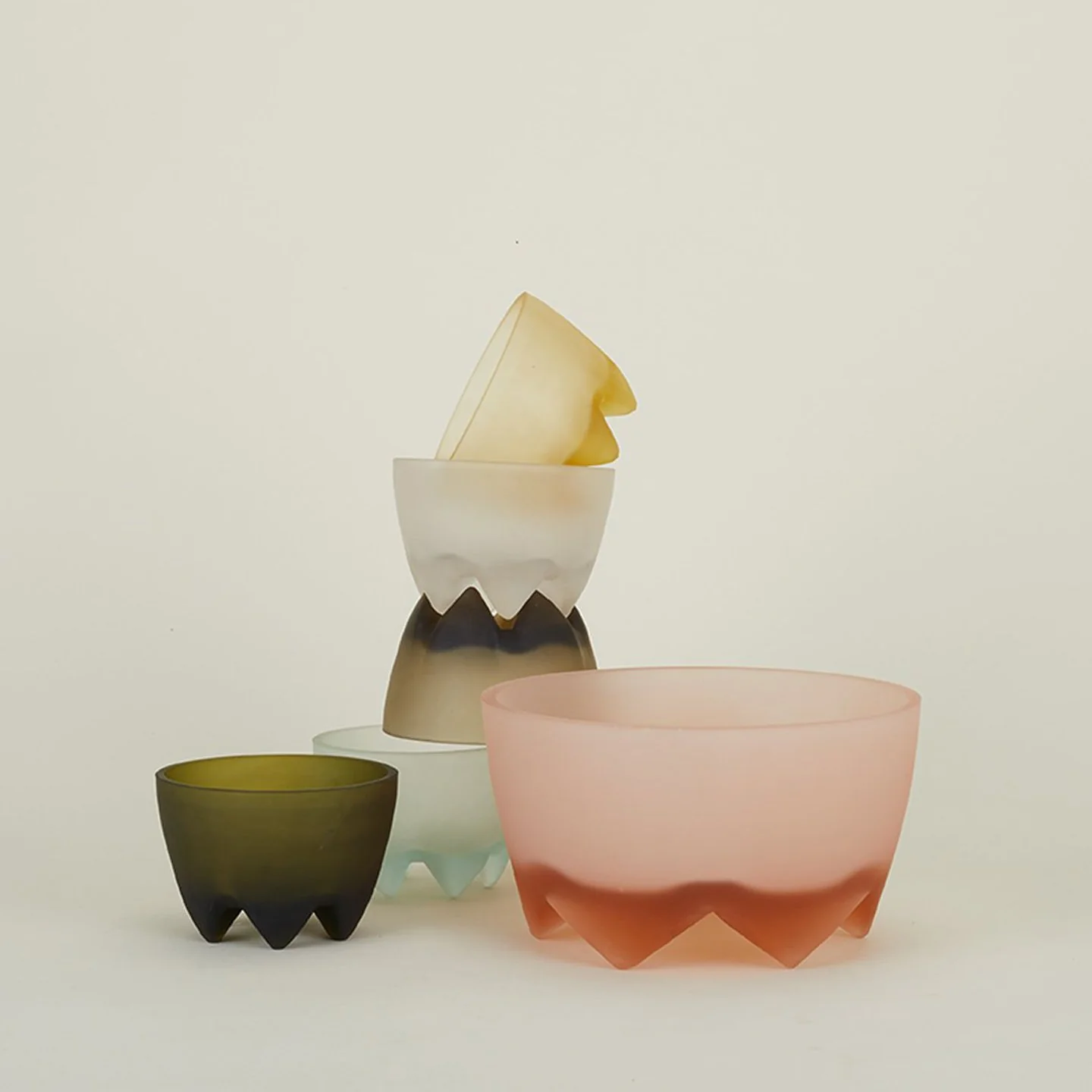 Large Frosted Footed Bowl - Sky - Image 3