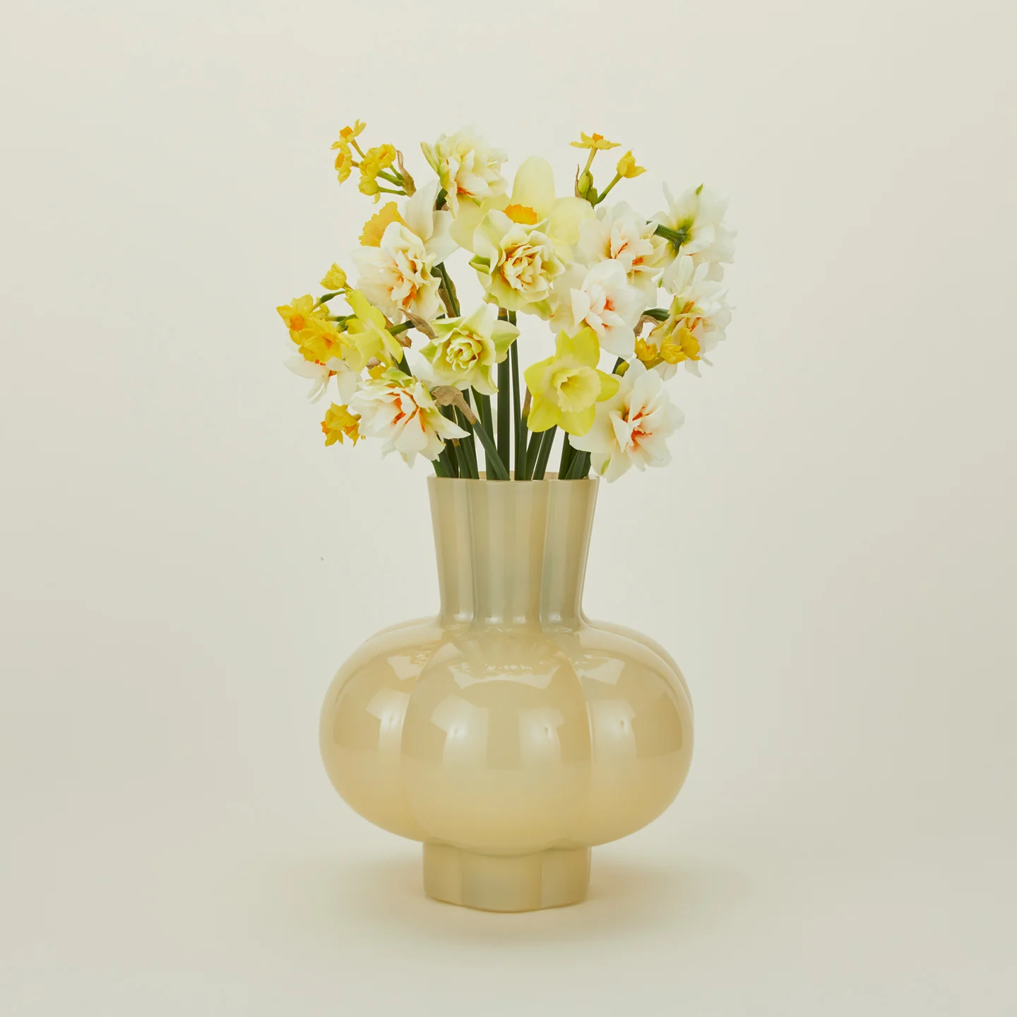 Glass Pleated Vase - Opaque Yellow - Image 2