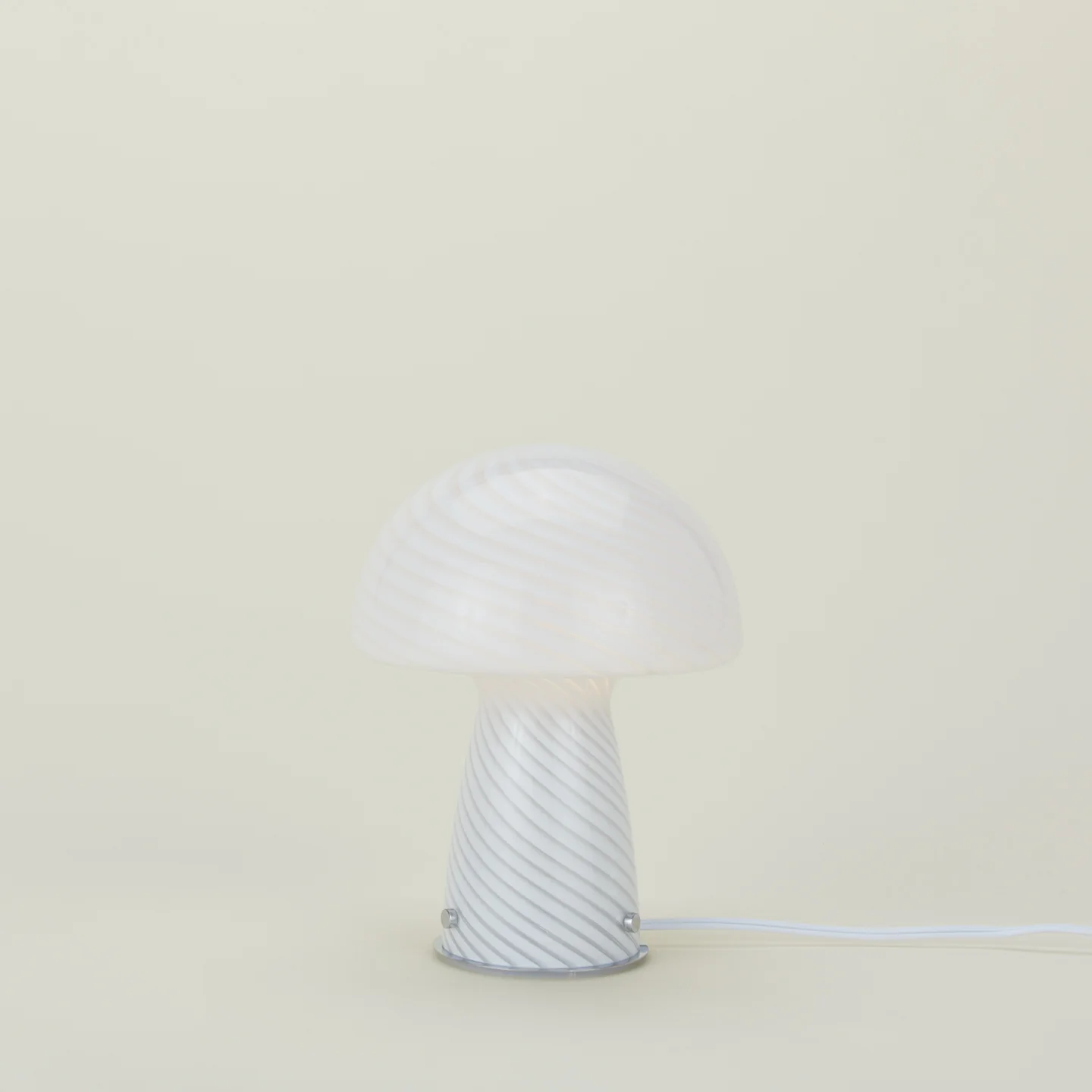 Glass Tall Mushroom Lamp - White - Image 3