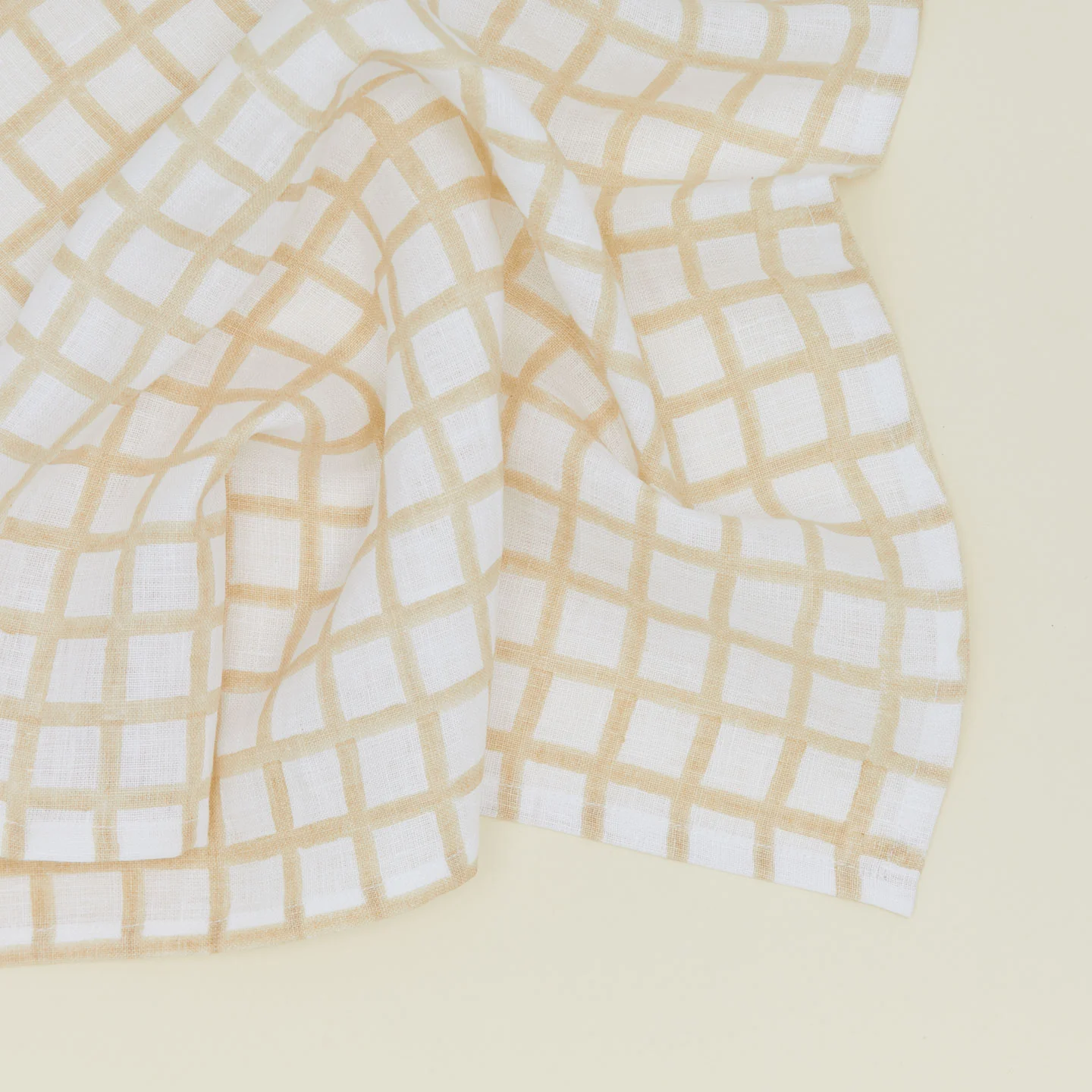 Hand Block Grid Napkin, Set of 2 - Tan - Image 3
