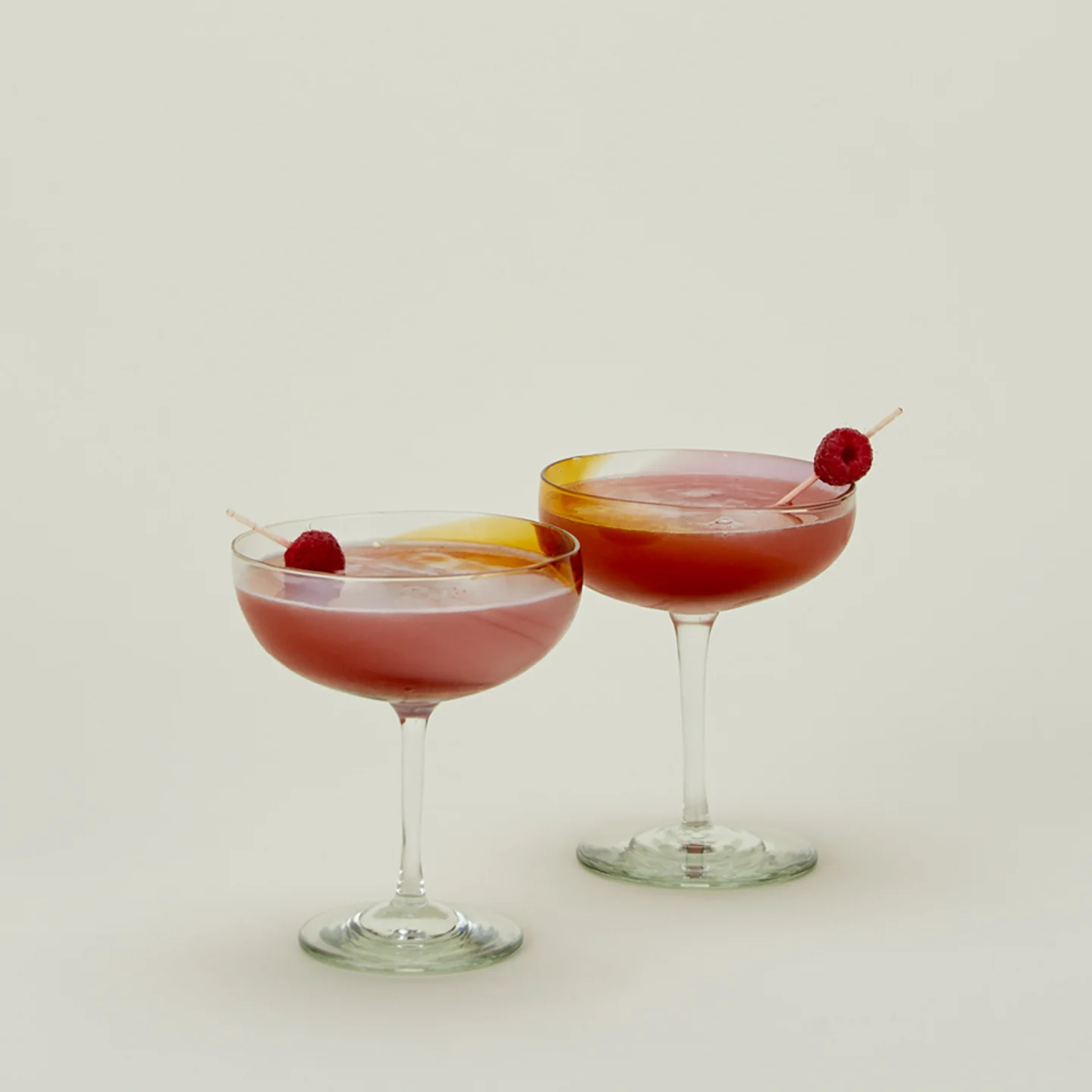 Hand Blown Coupe, Set of 2 - Blush/Amber - Image 2
