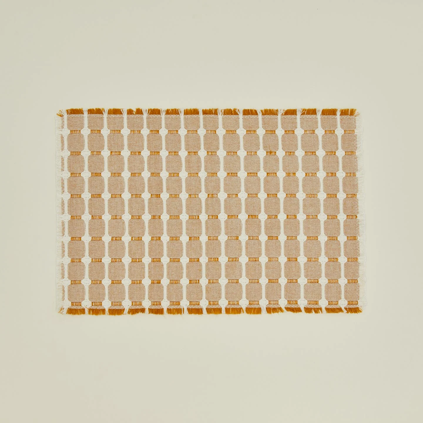 Hopsack Fringed Placemat, Set of 4 - Honey