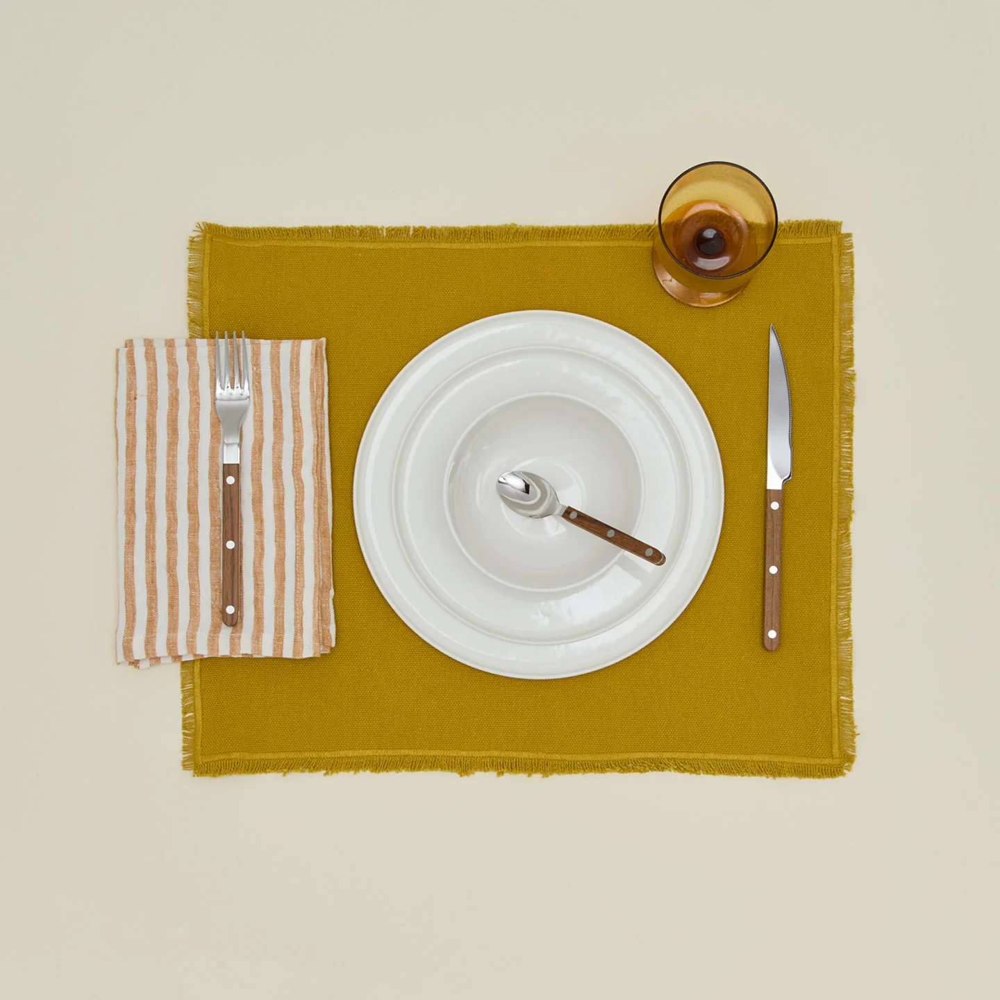 Leon Striped Linen Napkin - Yellow - Image 3