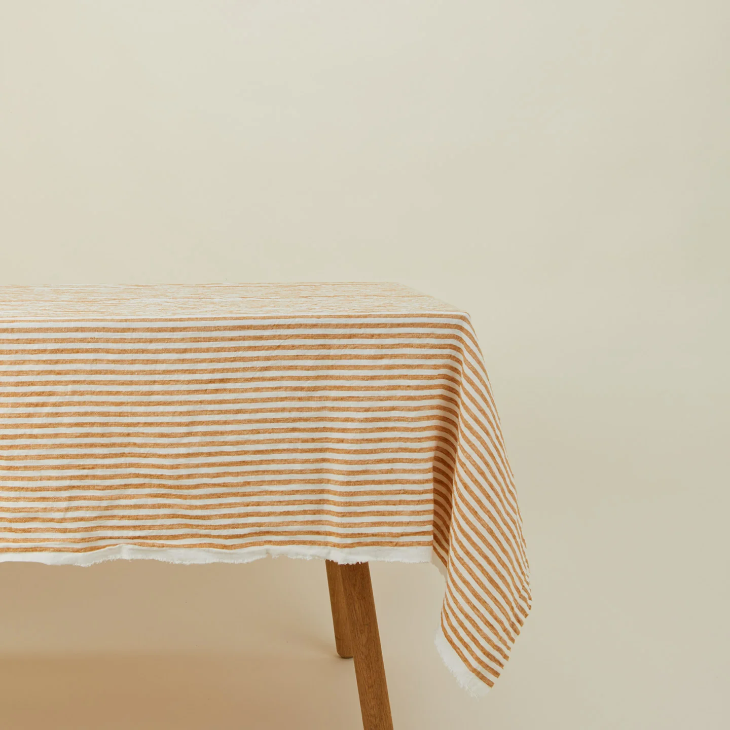 Leon Striped Linen Tablecloth - Yellow