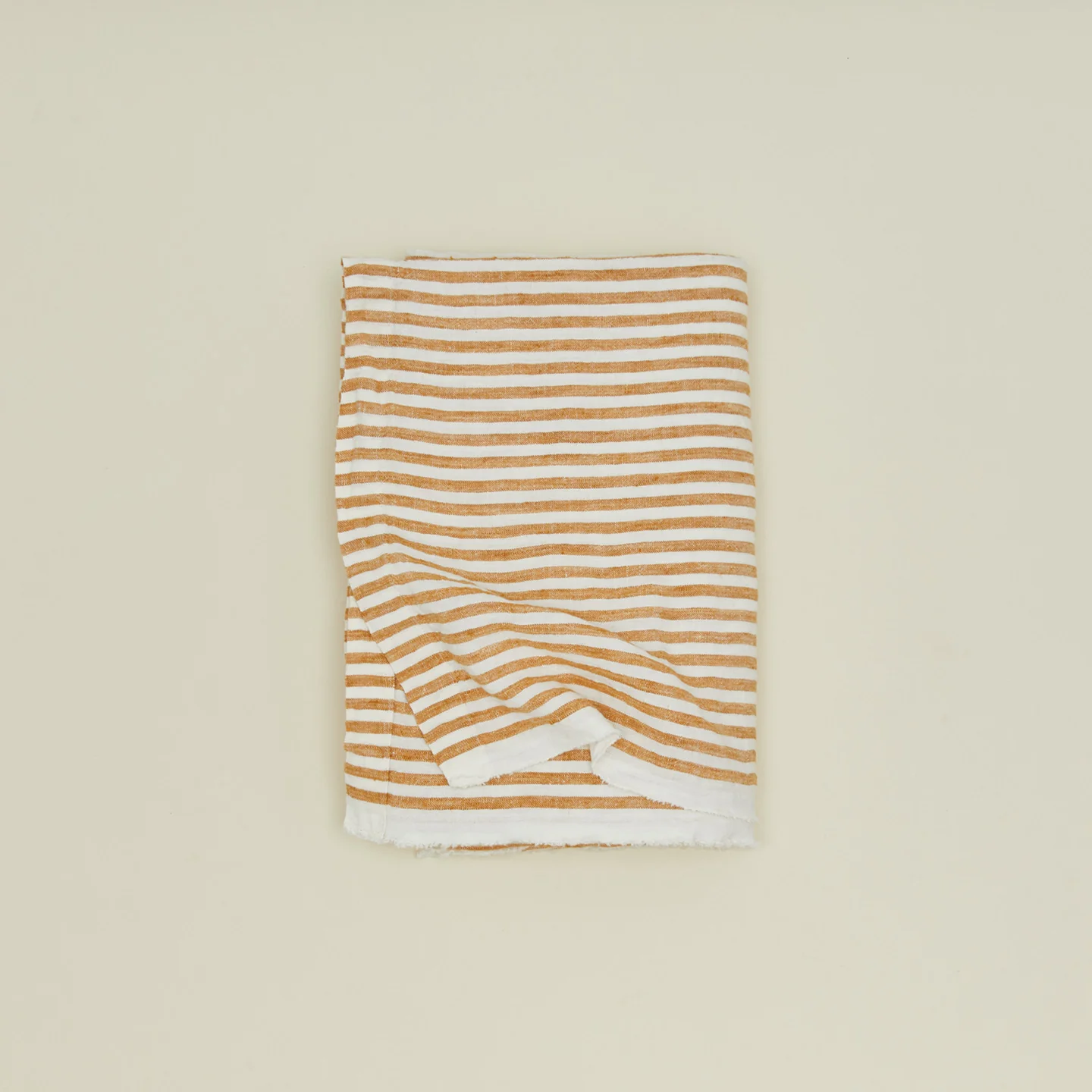 Leon Striped Linen Tablecloth - Yellow - Image 3