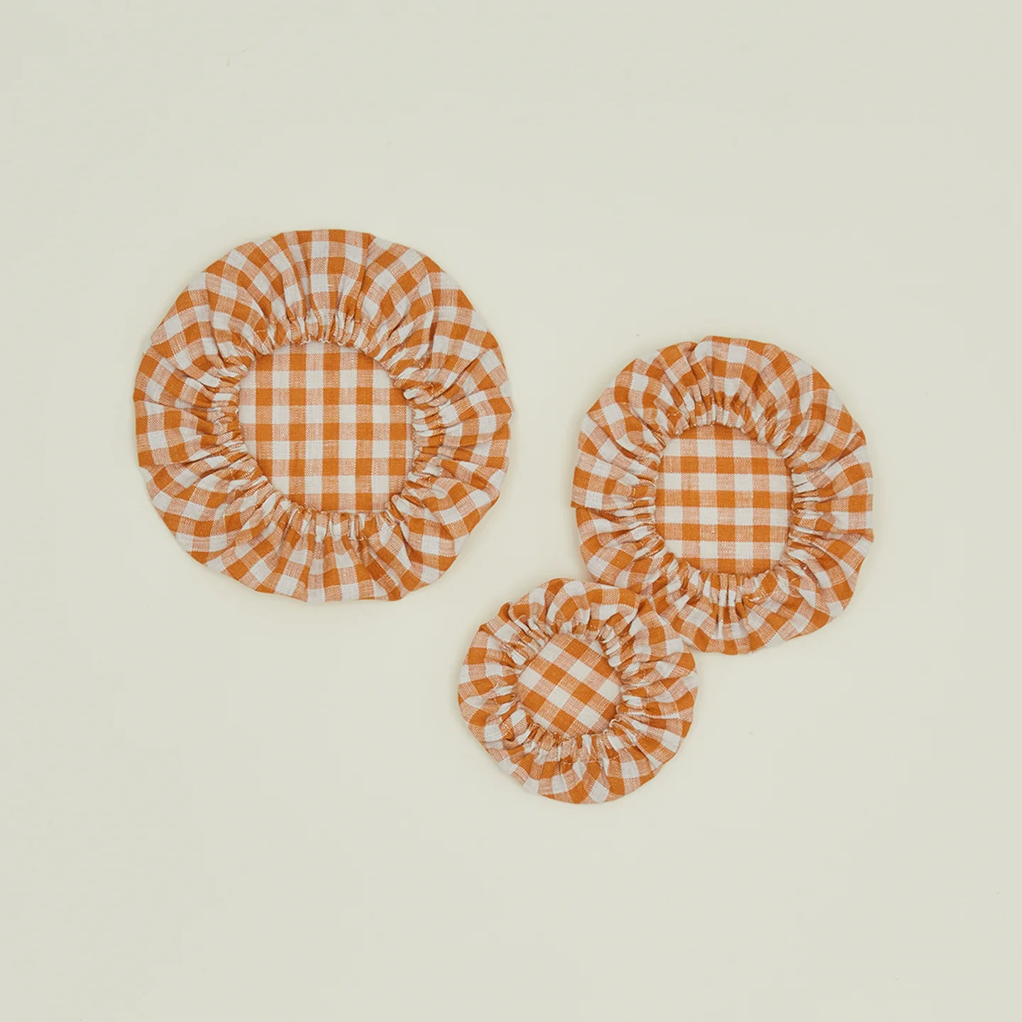 Linen Bowl Cover, Set of 3 - Orange - Image 2