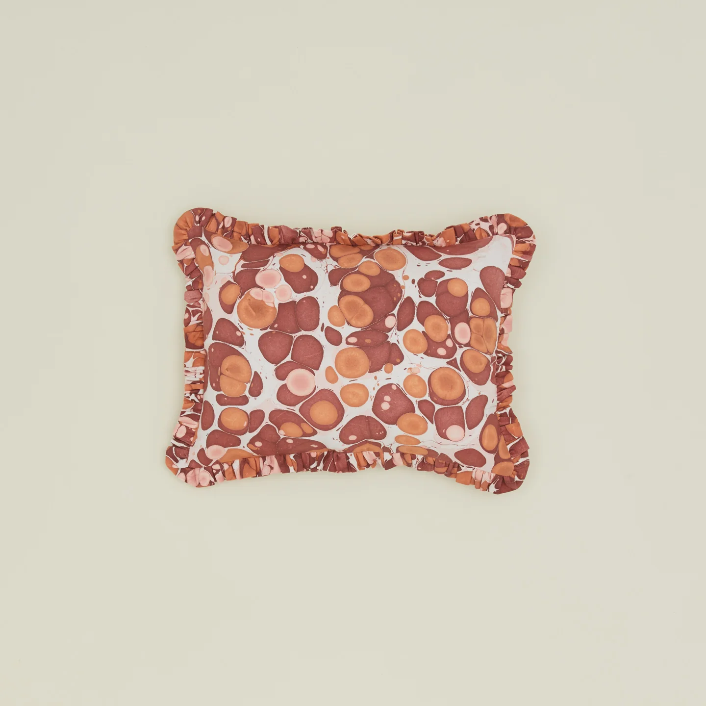 Marbled Cotton Ruffled Pillow Cover - Warm Marble