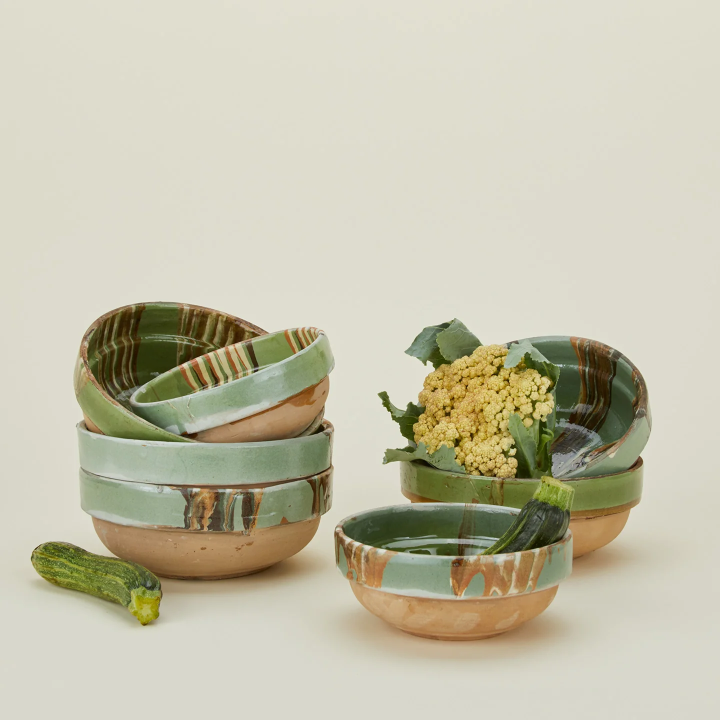 Marbleized Green Glazed Bowl - Image 7