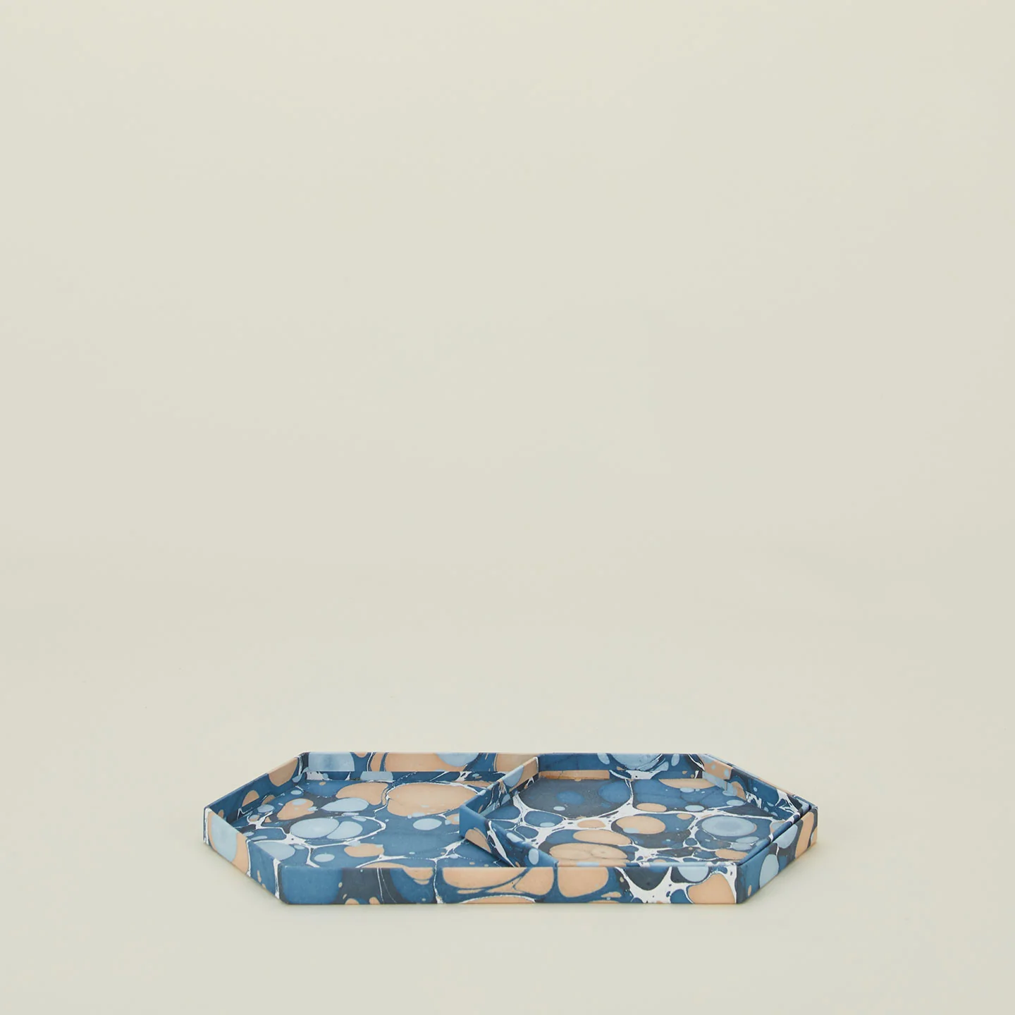 Marbleized Hexagon Tray, Set of 2 - Cool Marble - Image 3