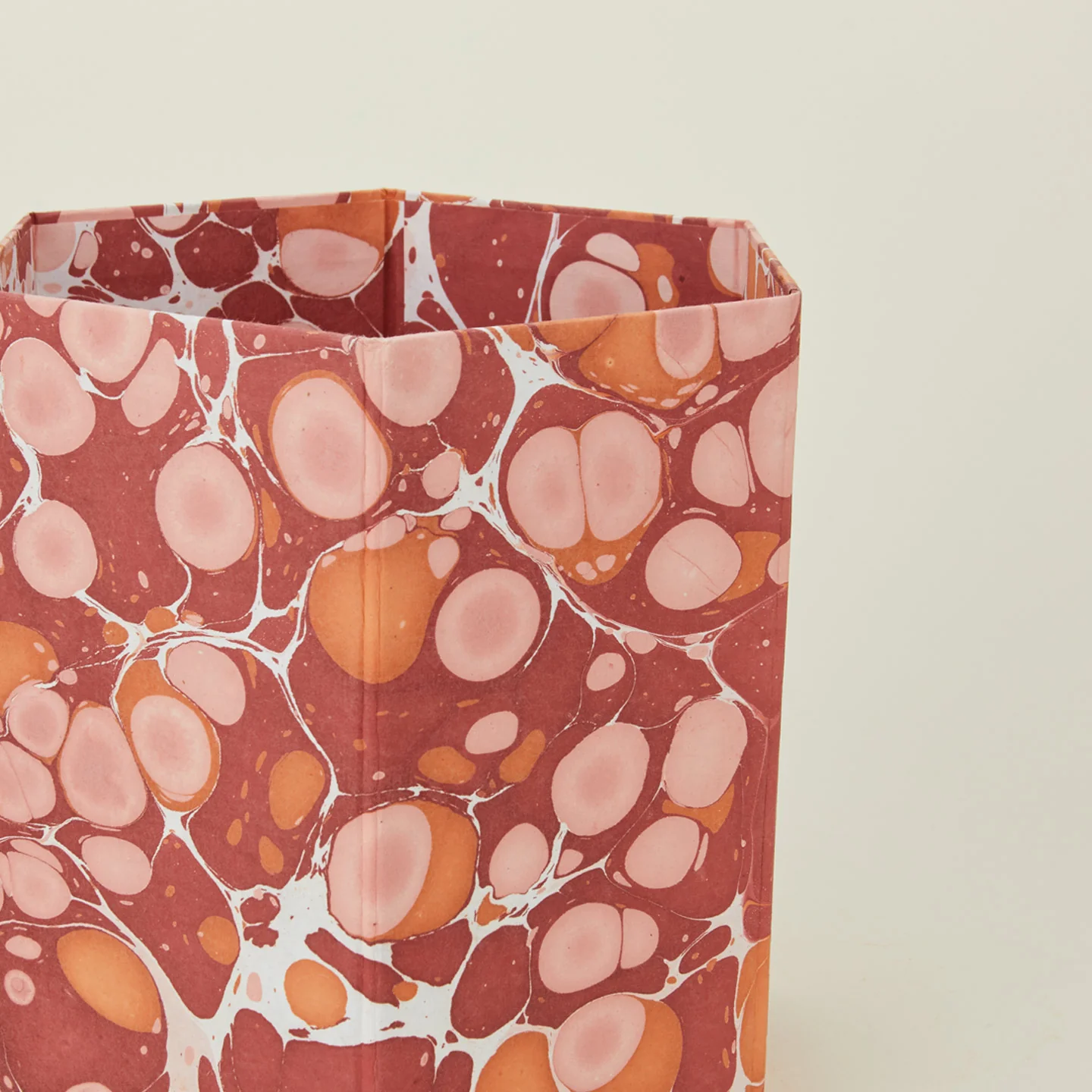 Marbleized Hexagon Wastebasket - Warm Marble - Image 4