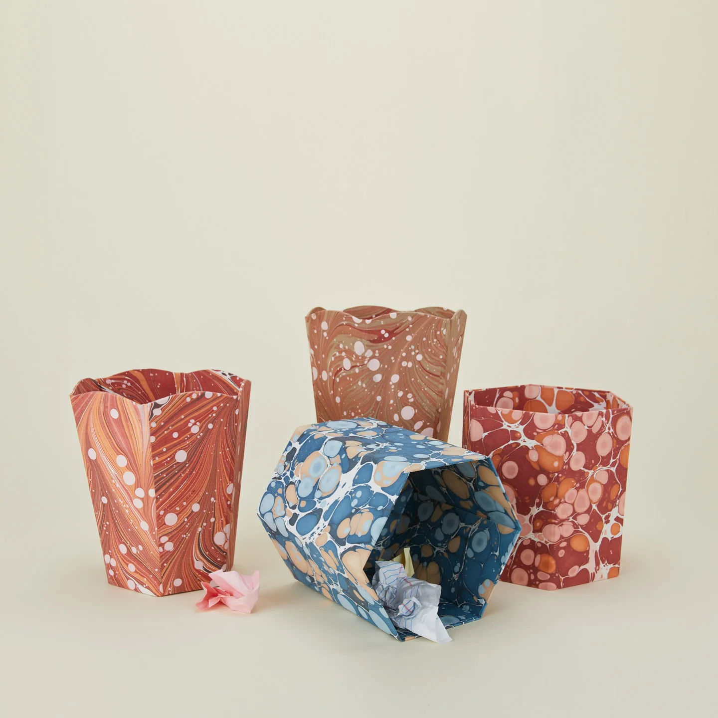 Marbleized Hexagon Wastebasket - Warm Marble - Image 5