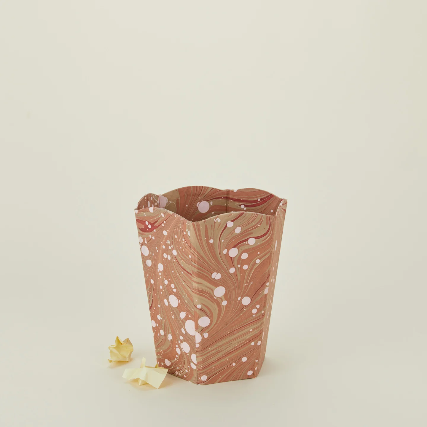 Marbleized Scalloped Wastebasket - Mocha Marble - Image 2